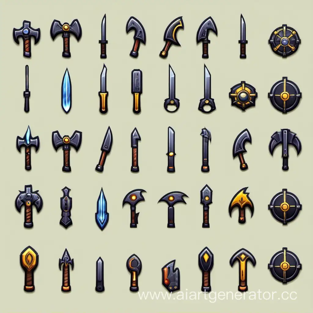 Assortment-of-Weapon-Icons-for-Gaming-Interface-Enhancement