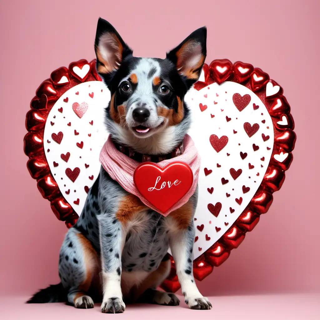 A magical blue heeler in love valentines day