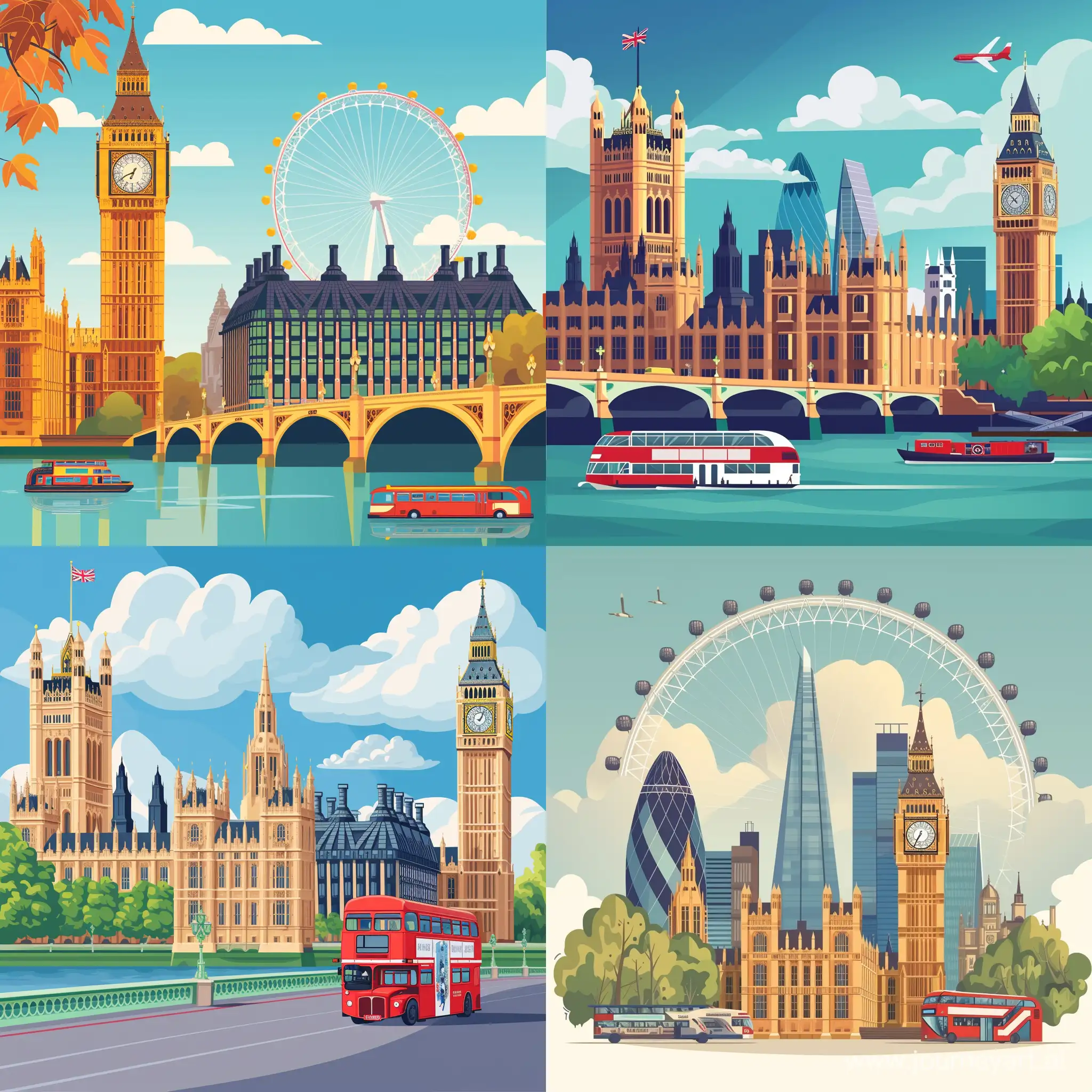 London-Landmarks-Vector-Illustration-Iconic-Tourist-Attractions-in-Vibrant-Style
