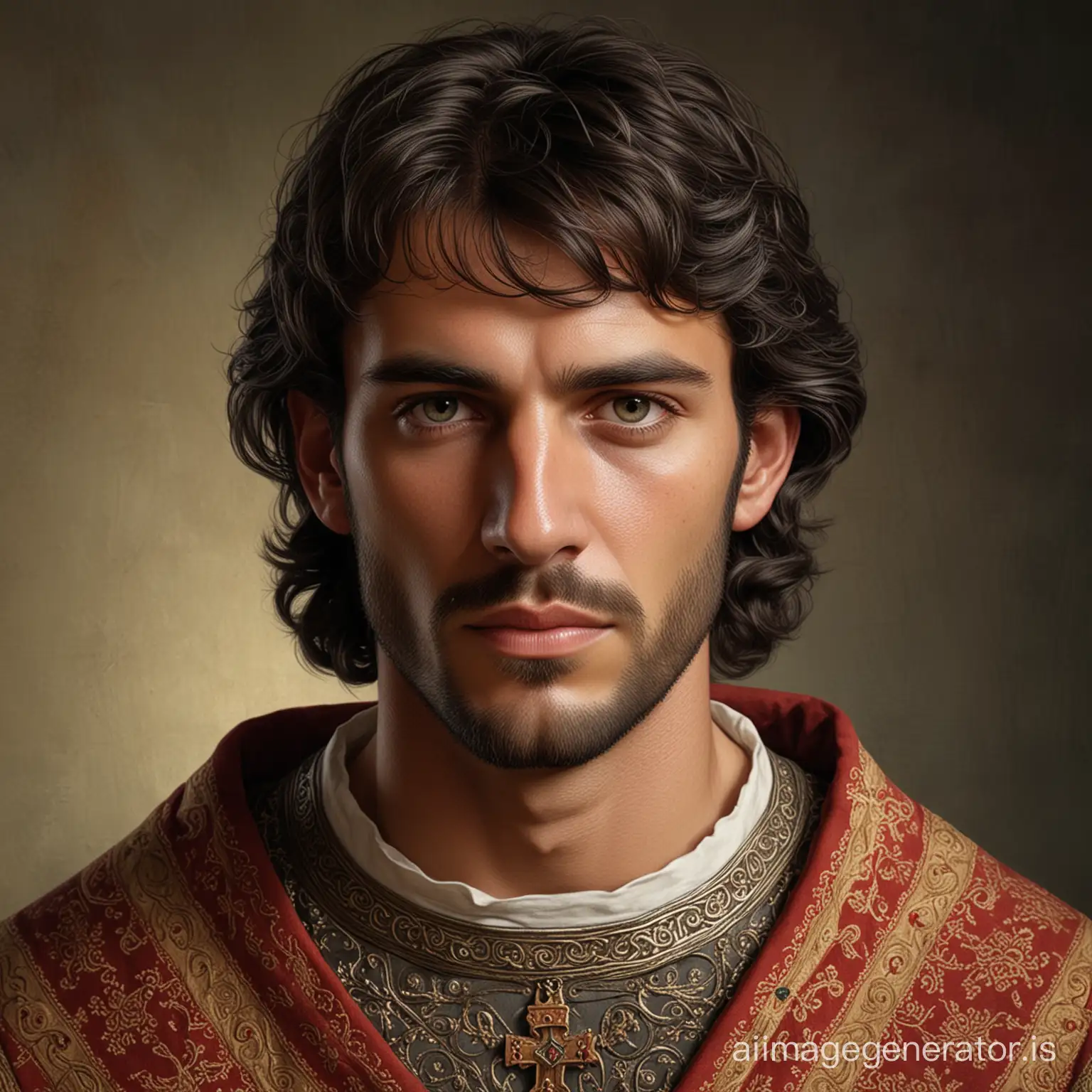 An ultra realistic portrait of a Christian noble Spanish man of the 11th century