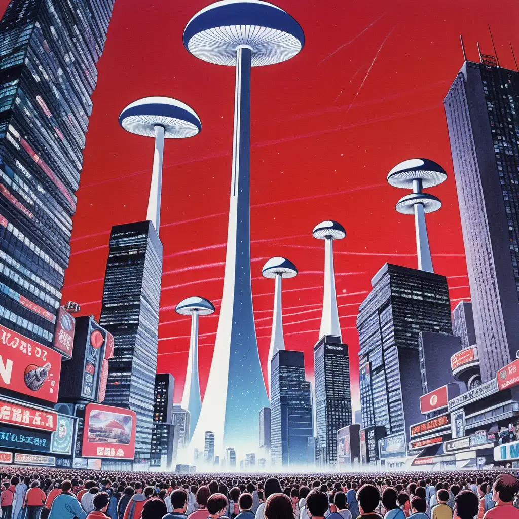 Futuristic Tokyo Cityscape Nebulan X UFO Invasion