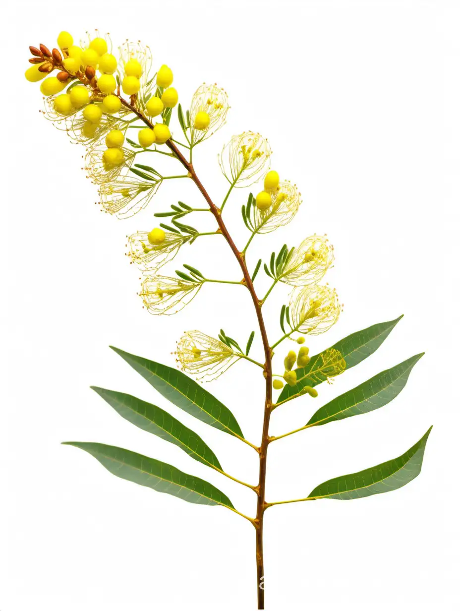 Vibrant-Acacia-Flower-Blooms-Botanical-Elegance-on-a-White-Canvas