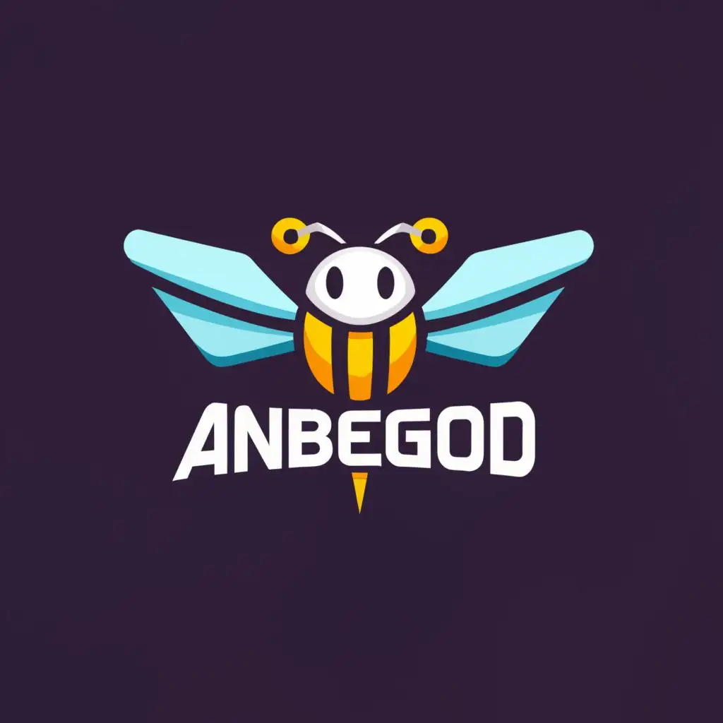a logo design,with the text "AnBeeGod", main symbol:A Futuristic font and a bee cartoon,Moderate,be used in Entertainment industry,clear background