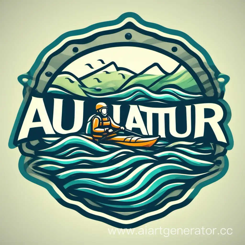AQUATUR-Vibrant-Rafting-and-Diving-Emblem-in-Blue-and-Green