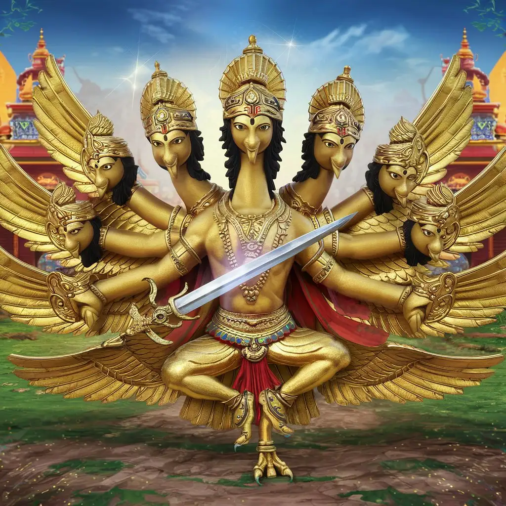 SixHeaded-Dove-Deity-Divine-Guardian-with-Golden-Attire-and-Sabers