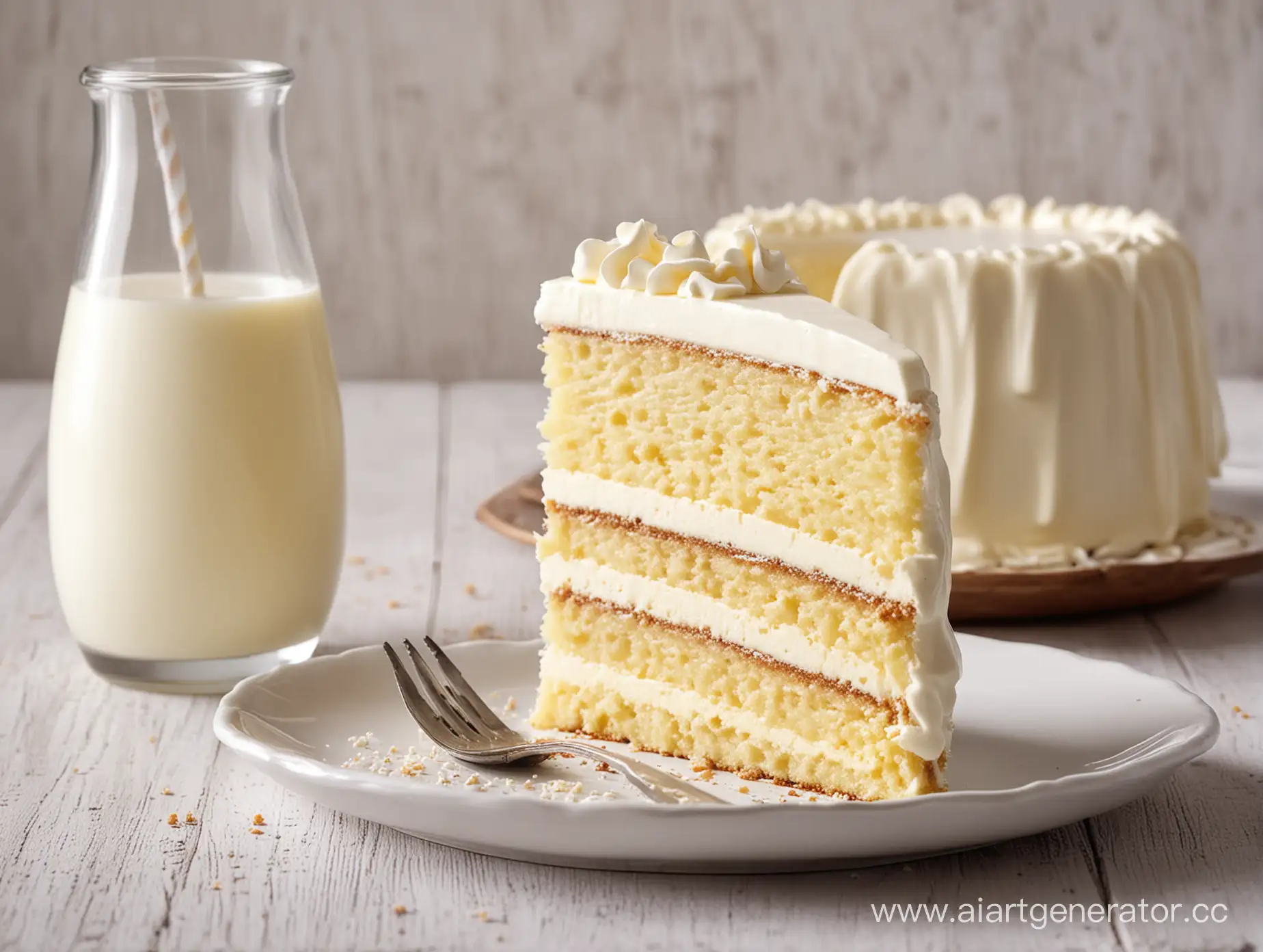 Delicious-Cake-with-Fresh-Milk-Tempting-Dessert-Delight