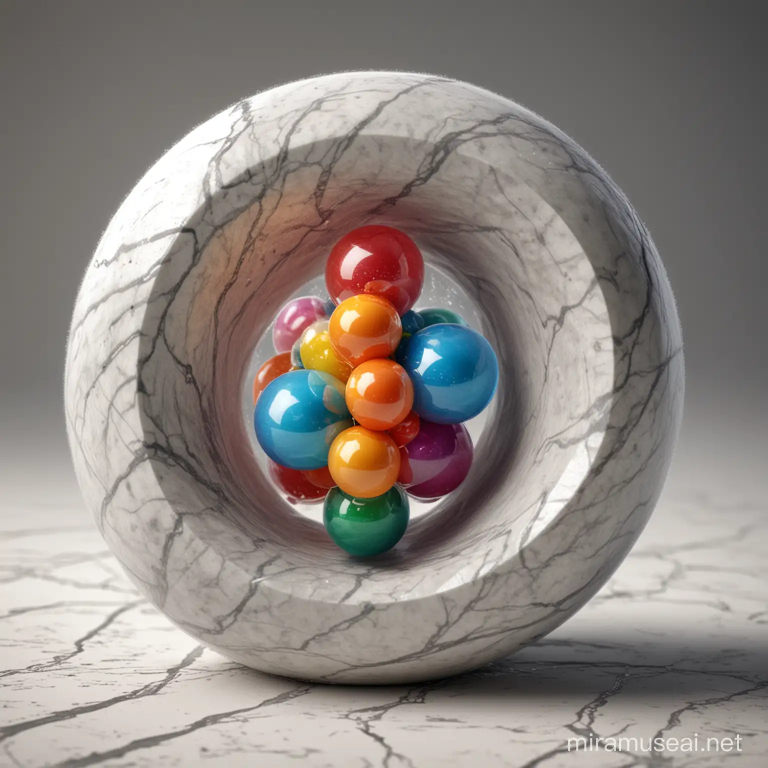 Marble Stone and 3D Chemical Bond Fusion Artwork