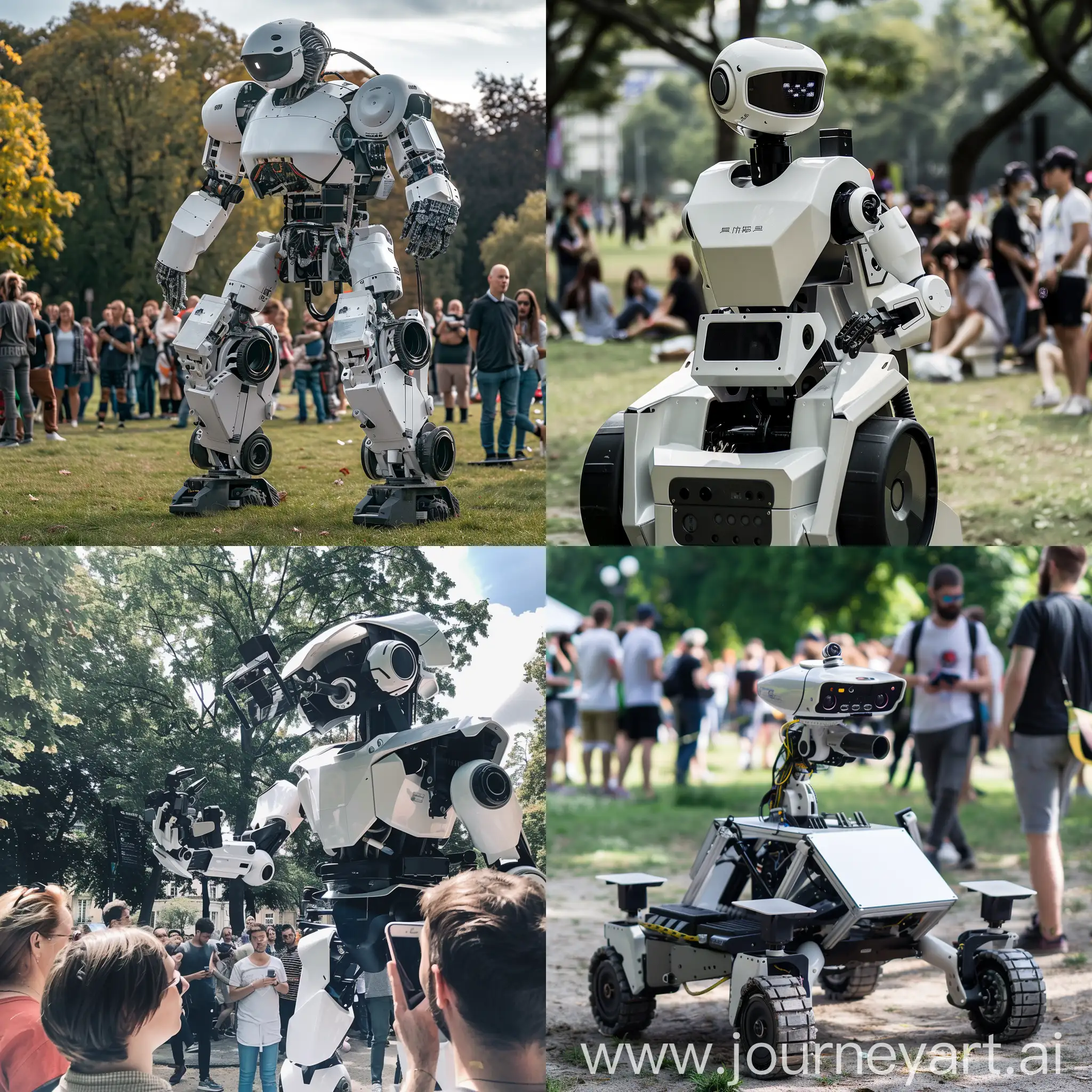 Mobile robotics in the park. There are so many people who want to experience new robot show case and shere insight about new tech trend in the stage.