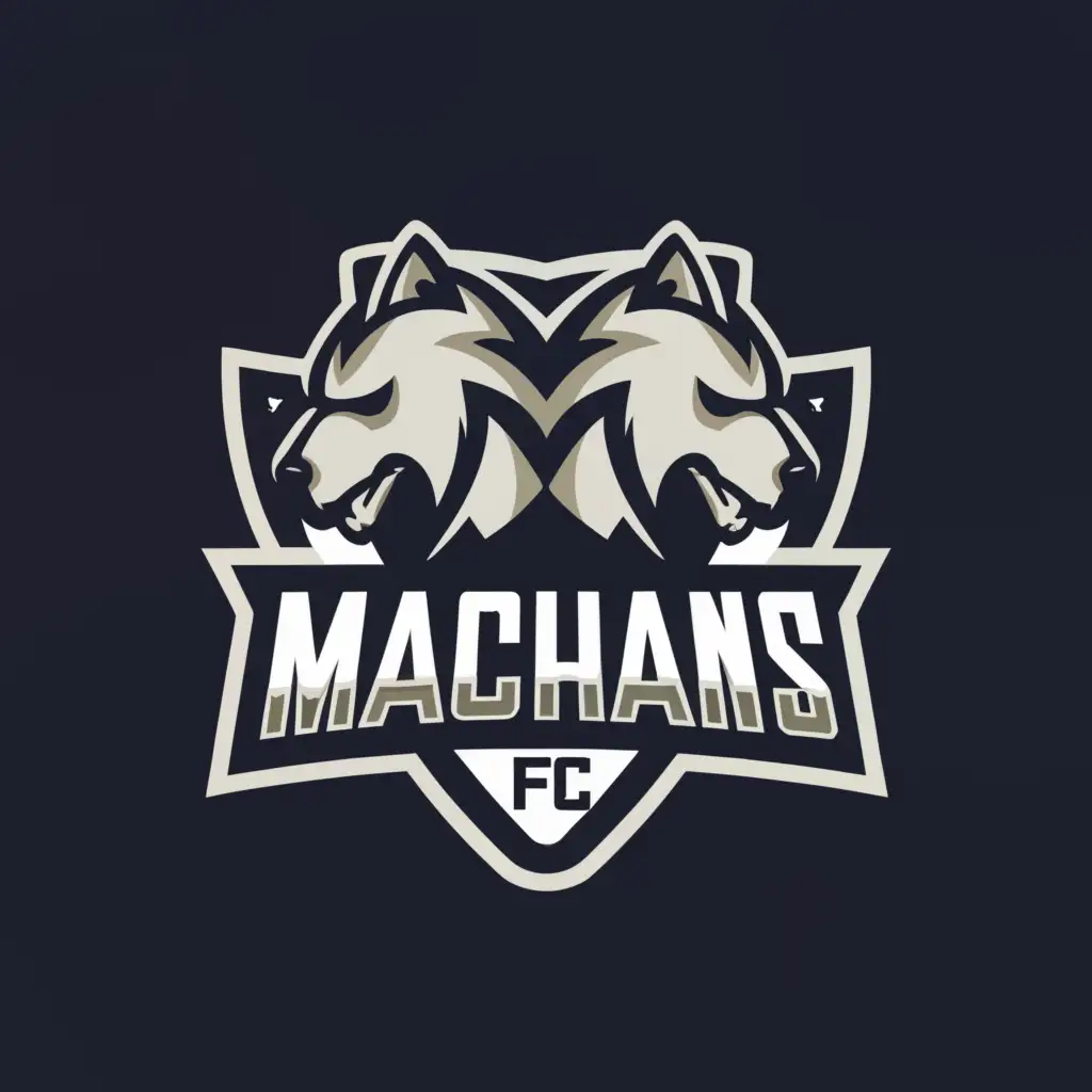 a logo design,with the text "Machans FC", main symbol:wolves,Moderate,be used in Sports Fitness industry,clear background