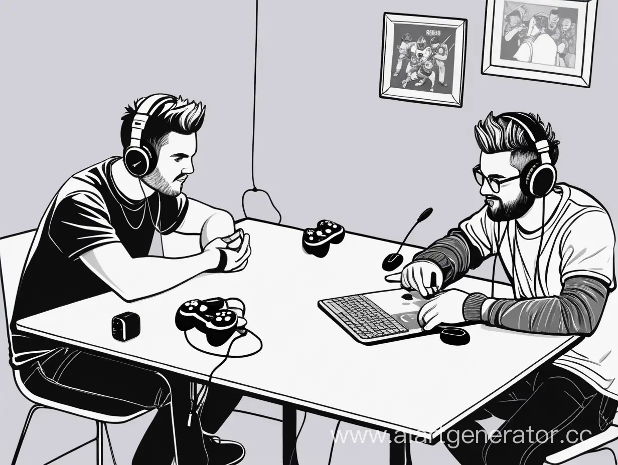 Friends-Discussing-Games-Podcast-Cover-Art-with-Gamepads-and-Microphones