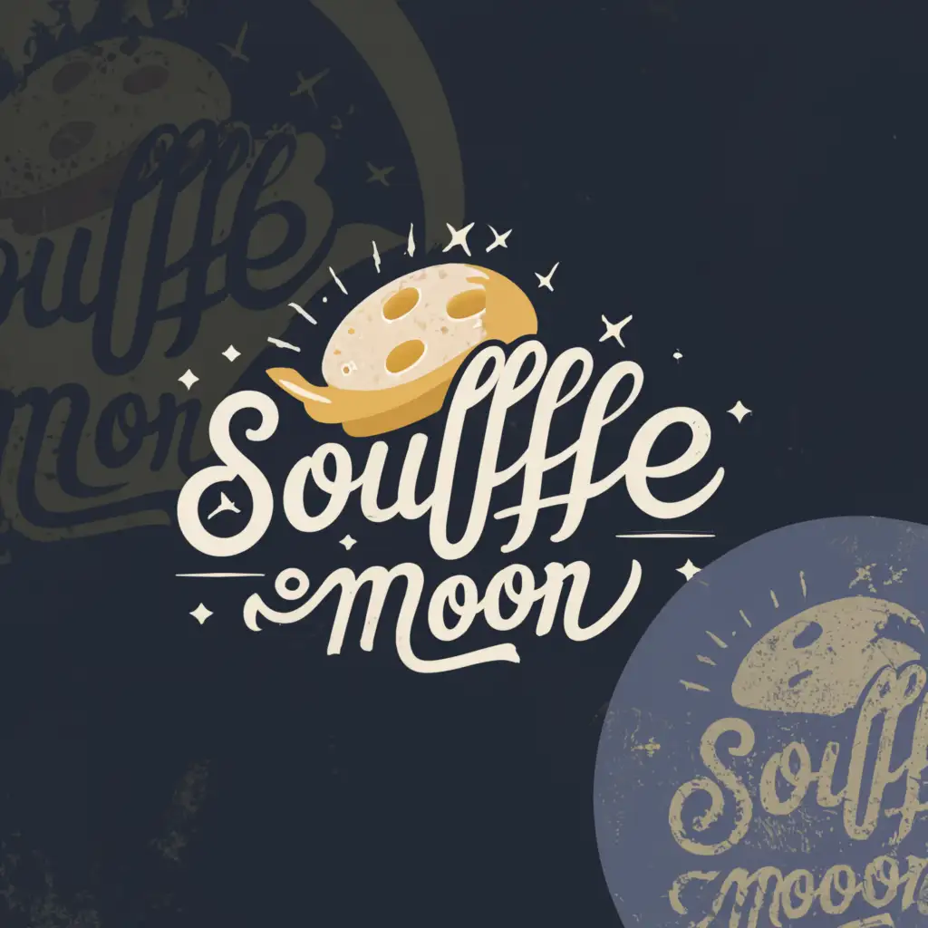 a logo design,with the text "souffle moon", main symbol:souffle pancake,Moderate,clear background