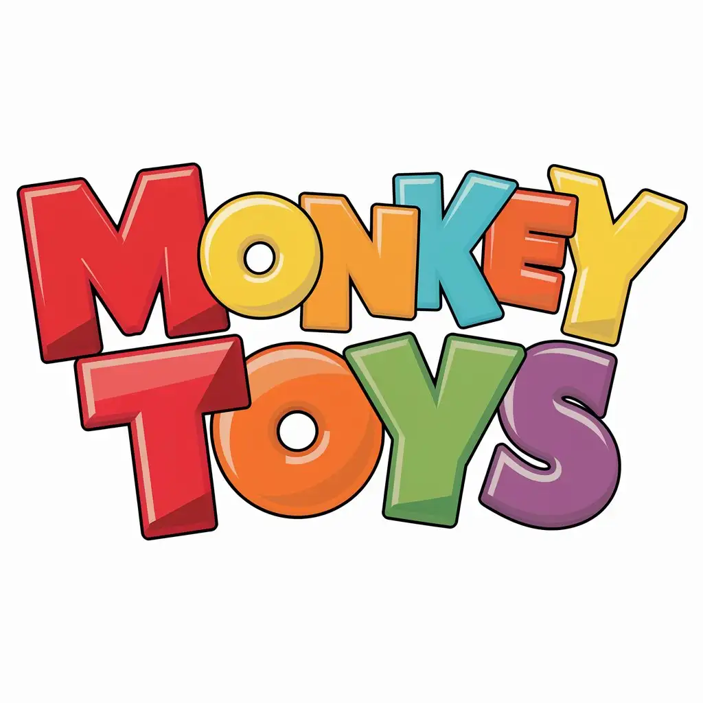 Colorful Monkey Toys on White Background