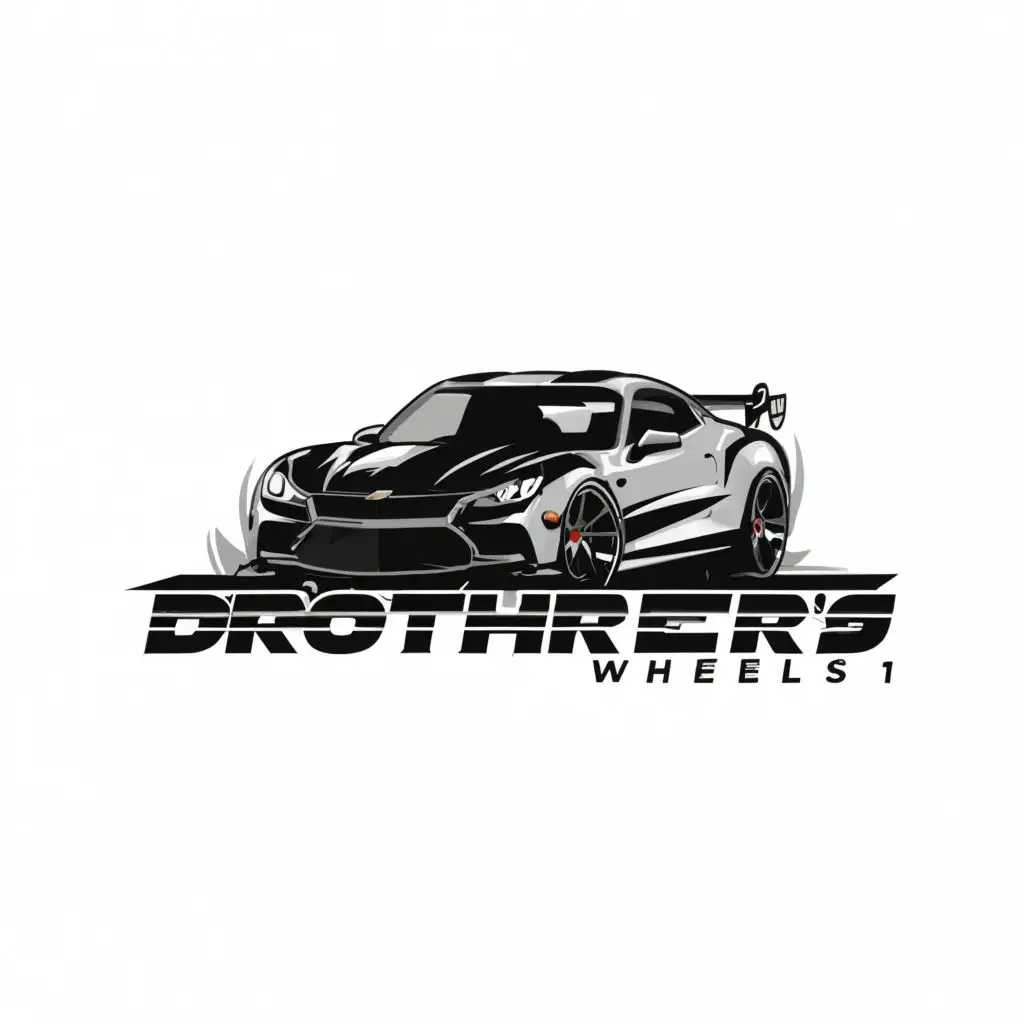 a logo design,with the text "Brother's Wheels", main symbol:black chevrolet zr1 car,Moderate,be used in Automotive industry,clear background