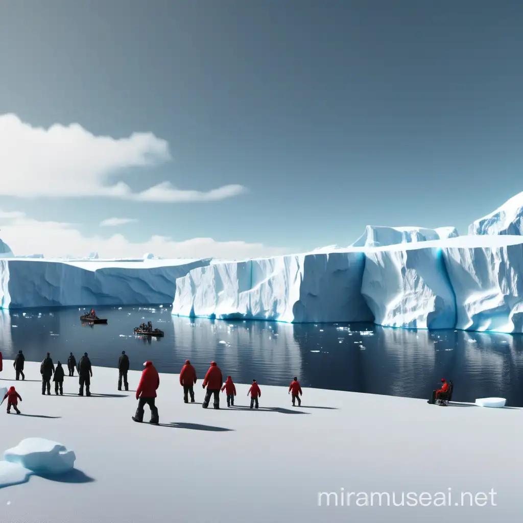 Antarctic Holidaymakers Enjoying Icy Adventures in 4K Realistic Scene