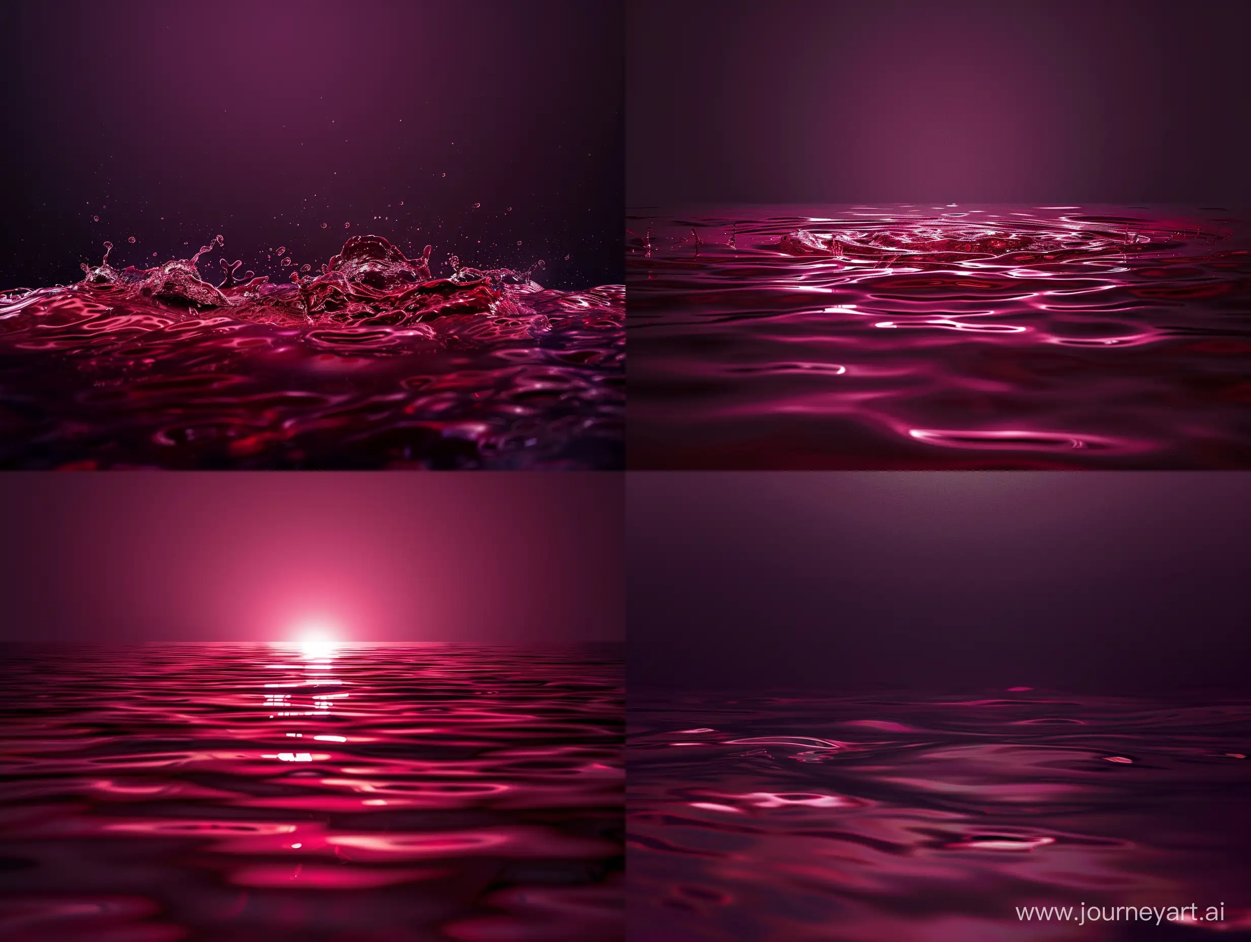 a fine red wine lake surface, dark studio shot, against dark purple background