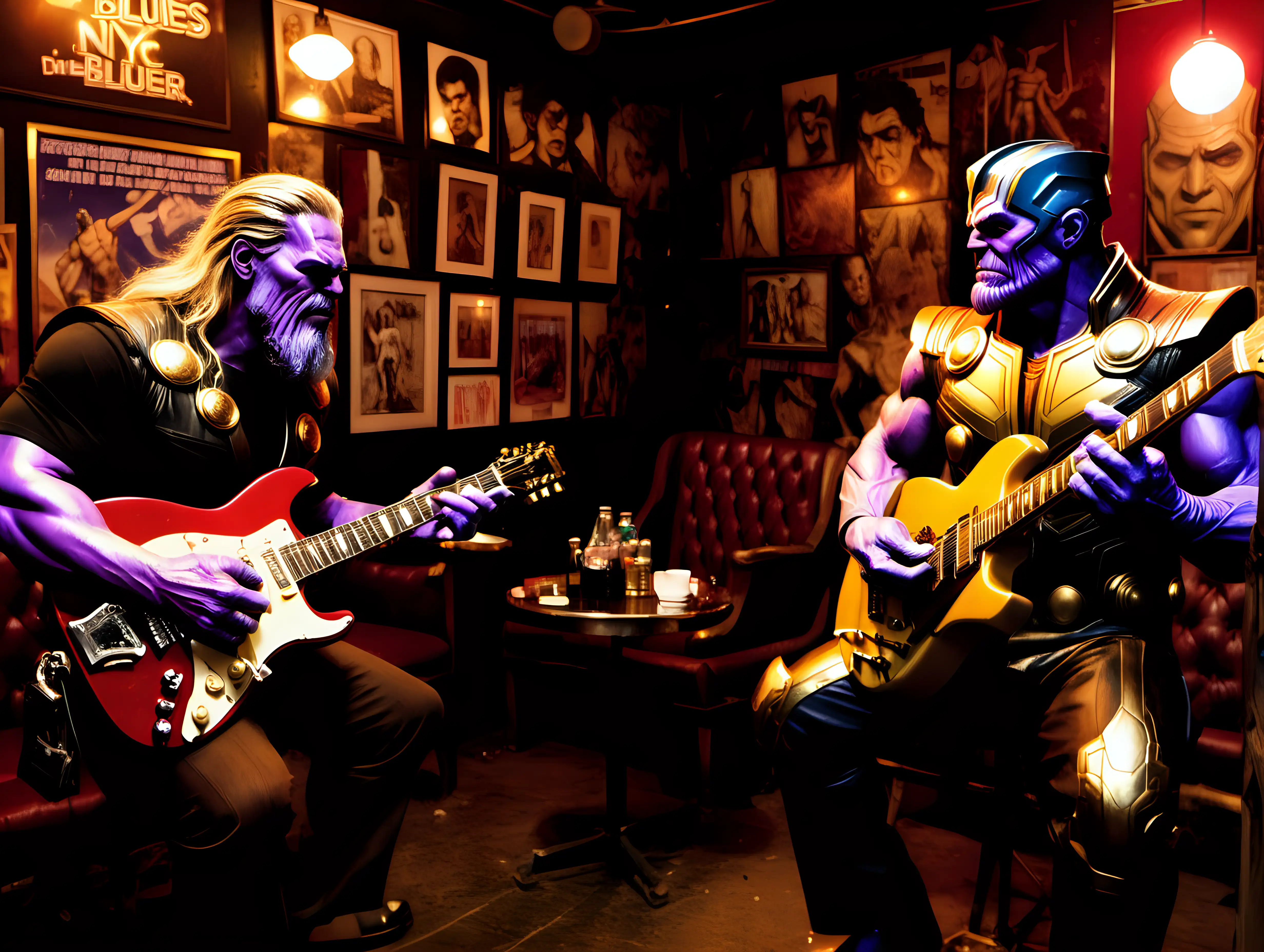 Thanos and Thor Blues Guitar Jam in Historic NYC Bowery Club