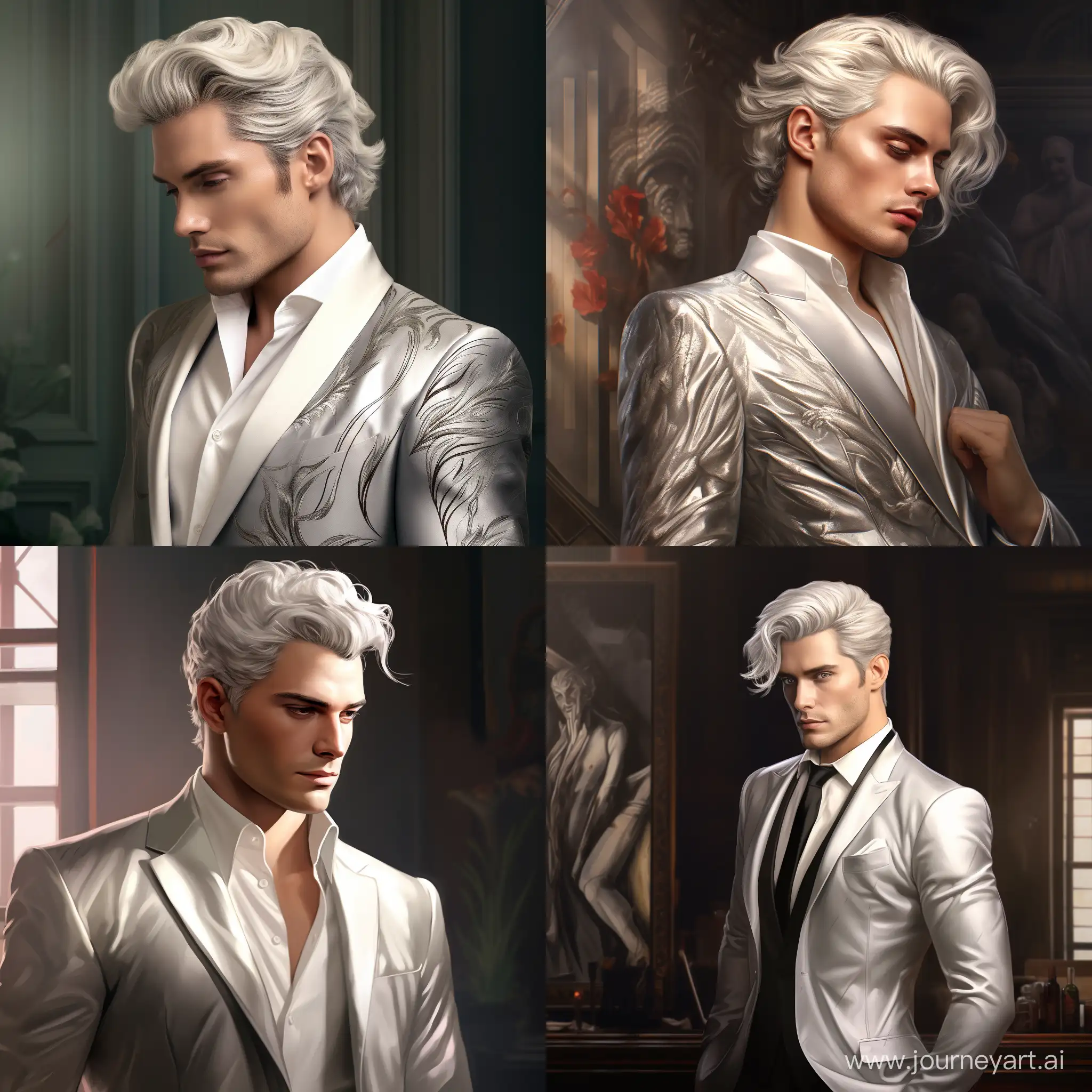 Mysterious-and-Alluring-Young-Man-in-Elegant-Gray-Suit-with-Silver-Hair