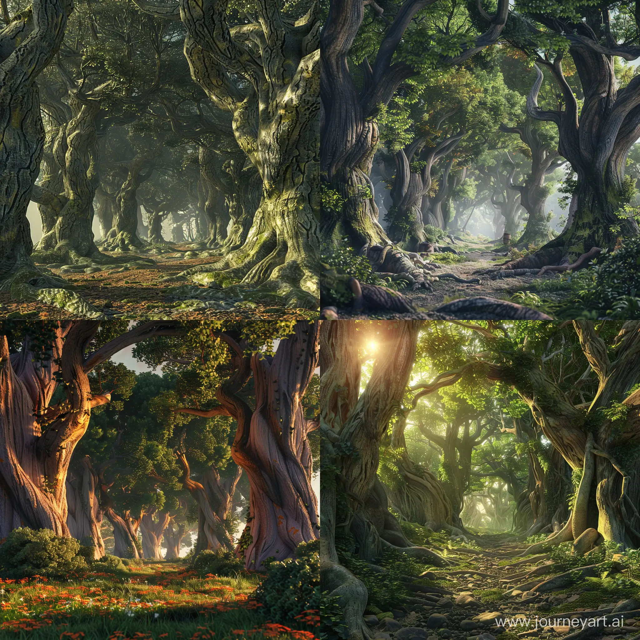 fantasy forest with colossal trees