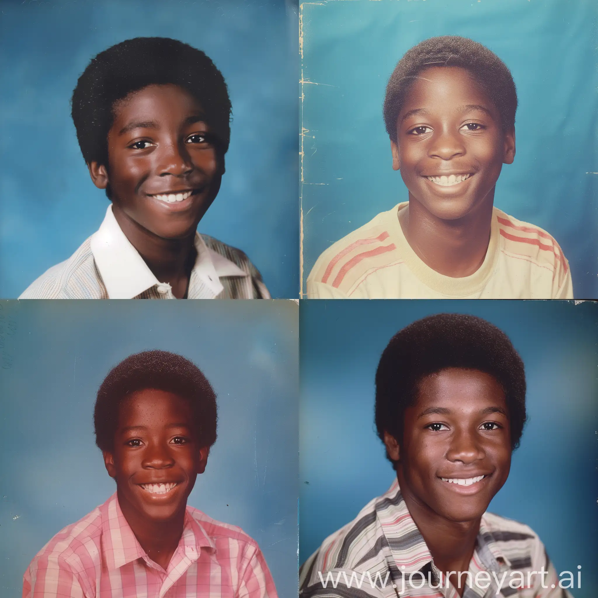 1980s-School-Yearbook-Photograph-of-Smiling-Black-Teen-with-Blue-Background