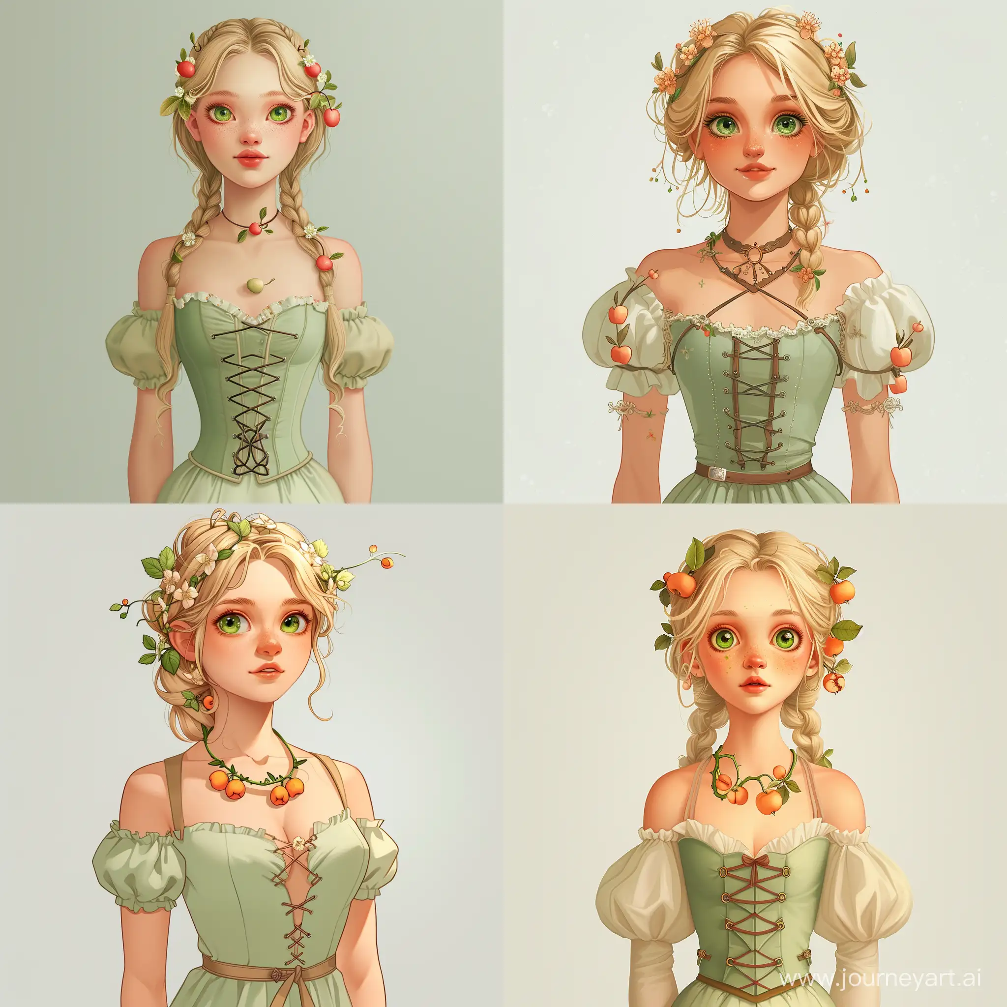 Enchanting-Blonde-Girl-with-Apple-Blossoms-Whimsical-Portrait-in-Light-Green-Corset
