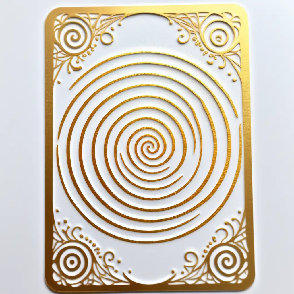 Ethereal Spiral Symbol with Gold Lace on Plain White Background