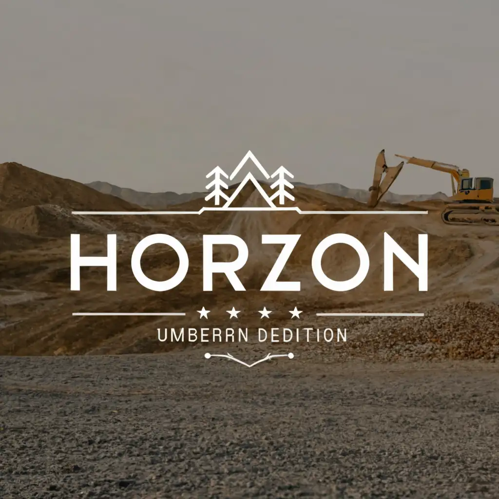 a logo design,with the text "Horizon", main symbol:Lumber, forest, sand, gravel, special equipment,Moderate,clear background