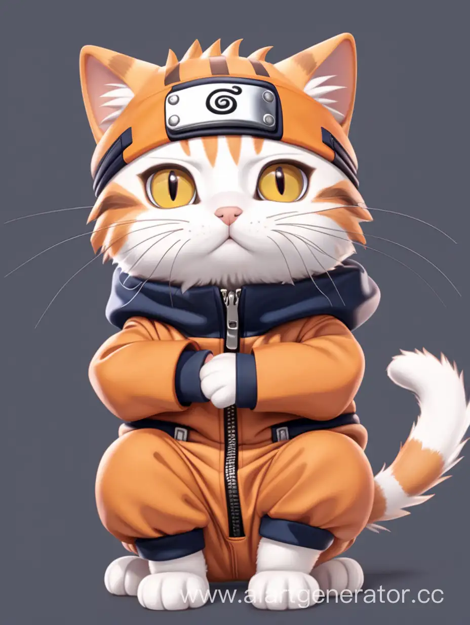 милый кот в образе персонажа Наруто
