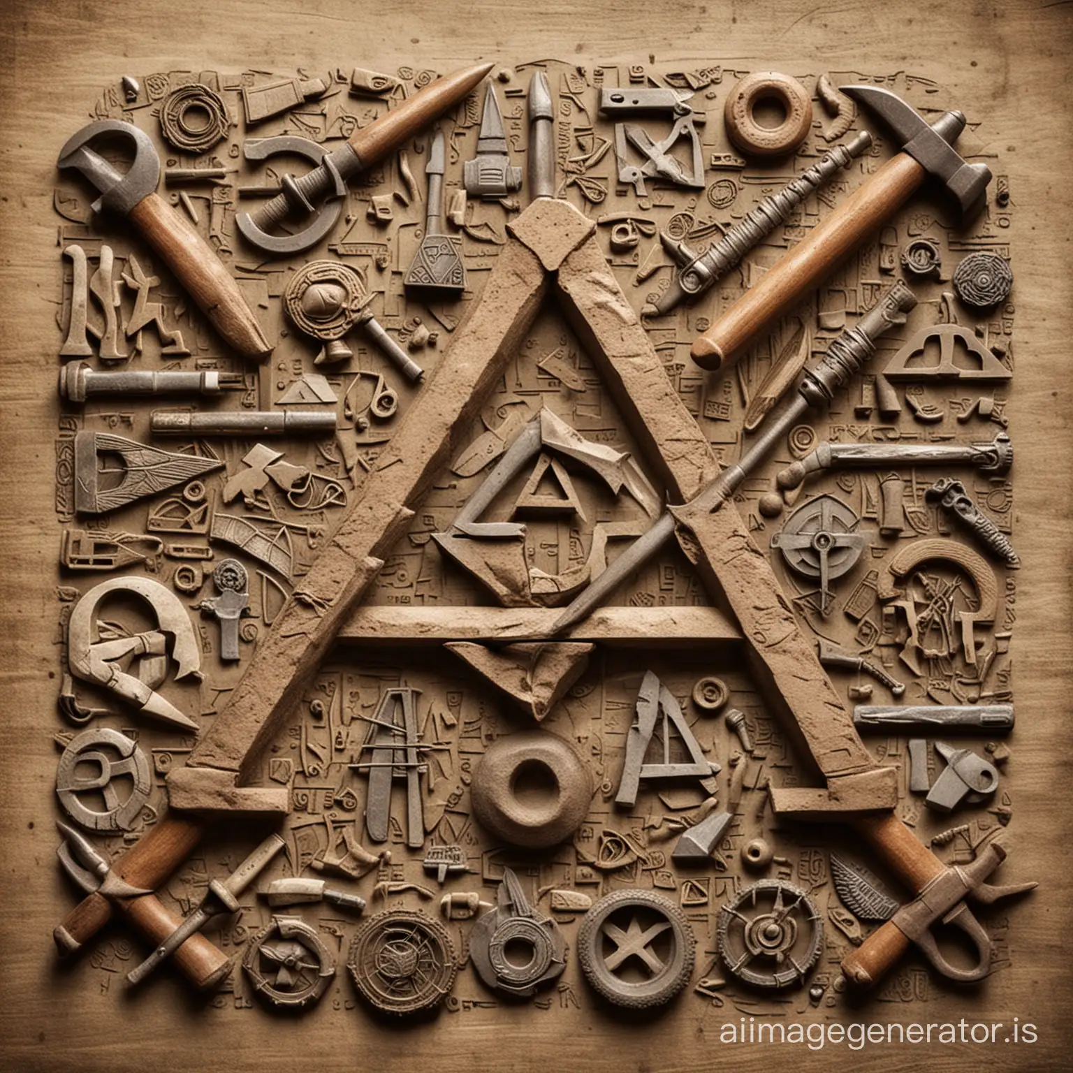 Bad ass free masonry collage of symbols and working tools