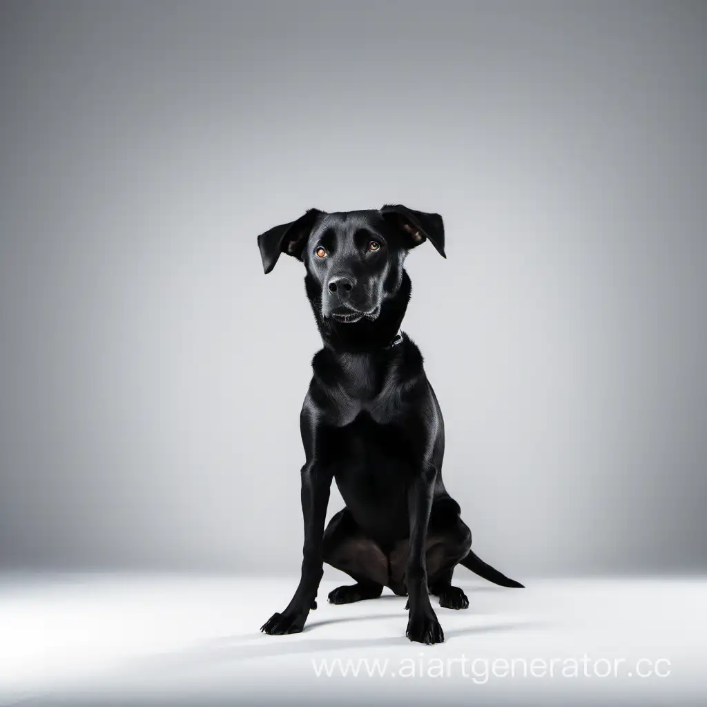 Elegant-Black-Dog-Standing-Tall-in-Stylish-Attire-on-a-Clean-White-Background