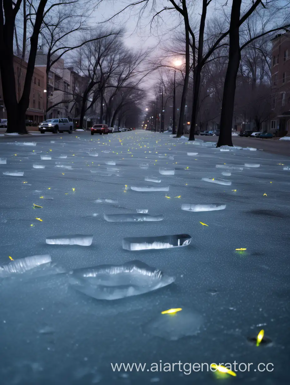 City-Awakening-Spring-Emerges-Through-Ice-Crust-with-Fireflies