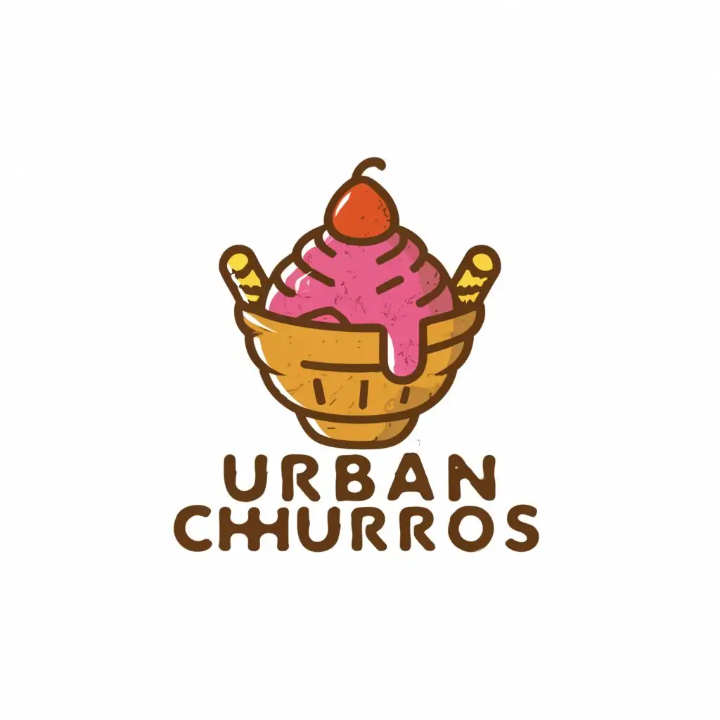 a logo design,with the text "urban churros", main symbol:churro tart with icecream,complex,be used in Restaurant industry,clear background