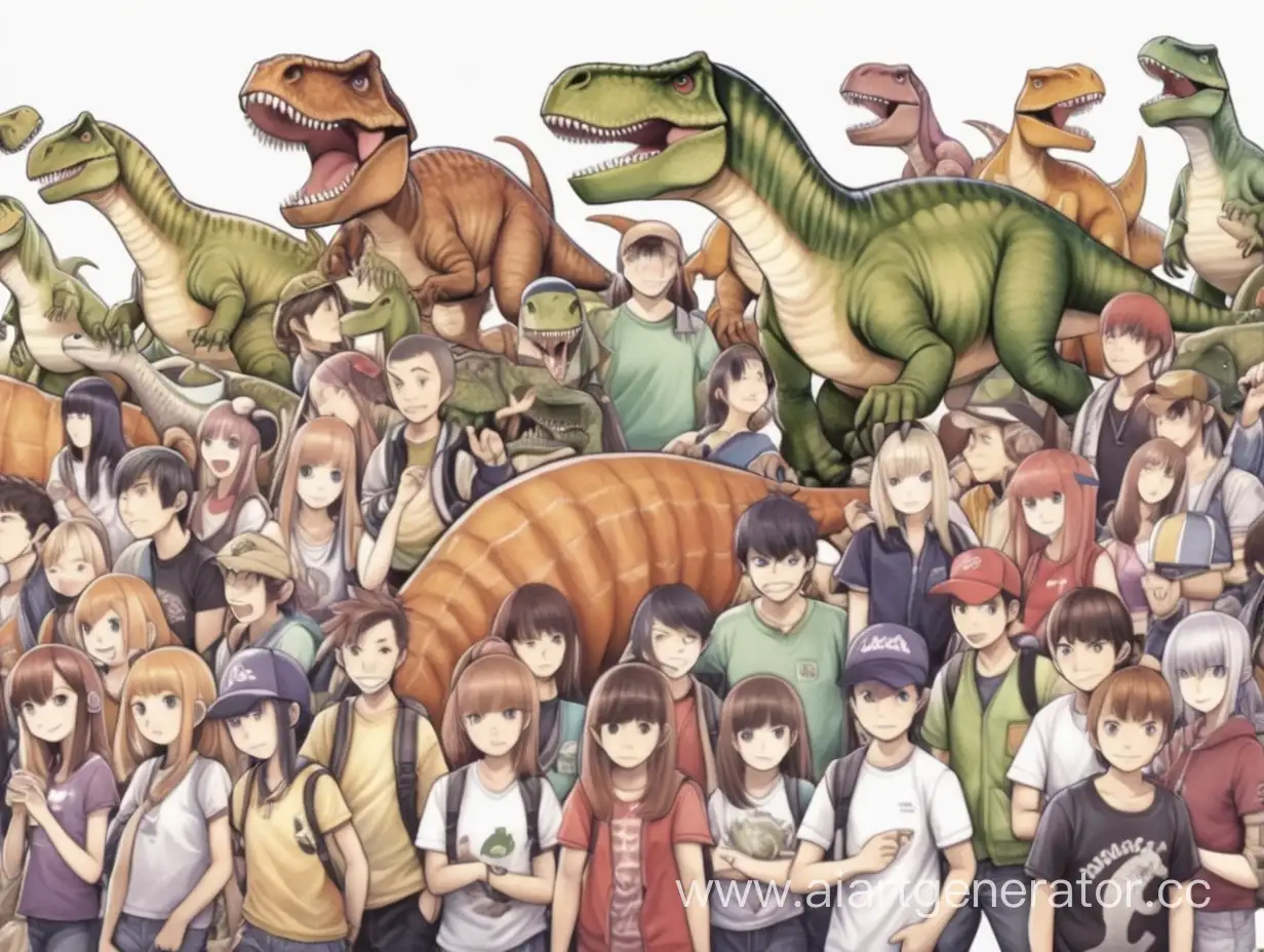 много людей в кигуруми динозавров