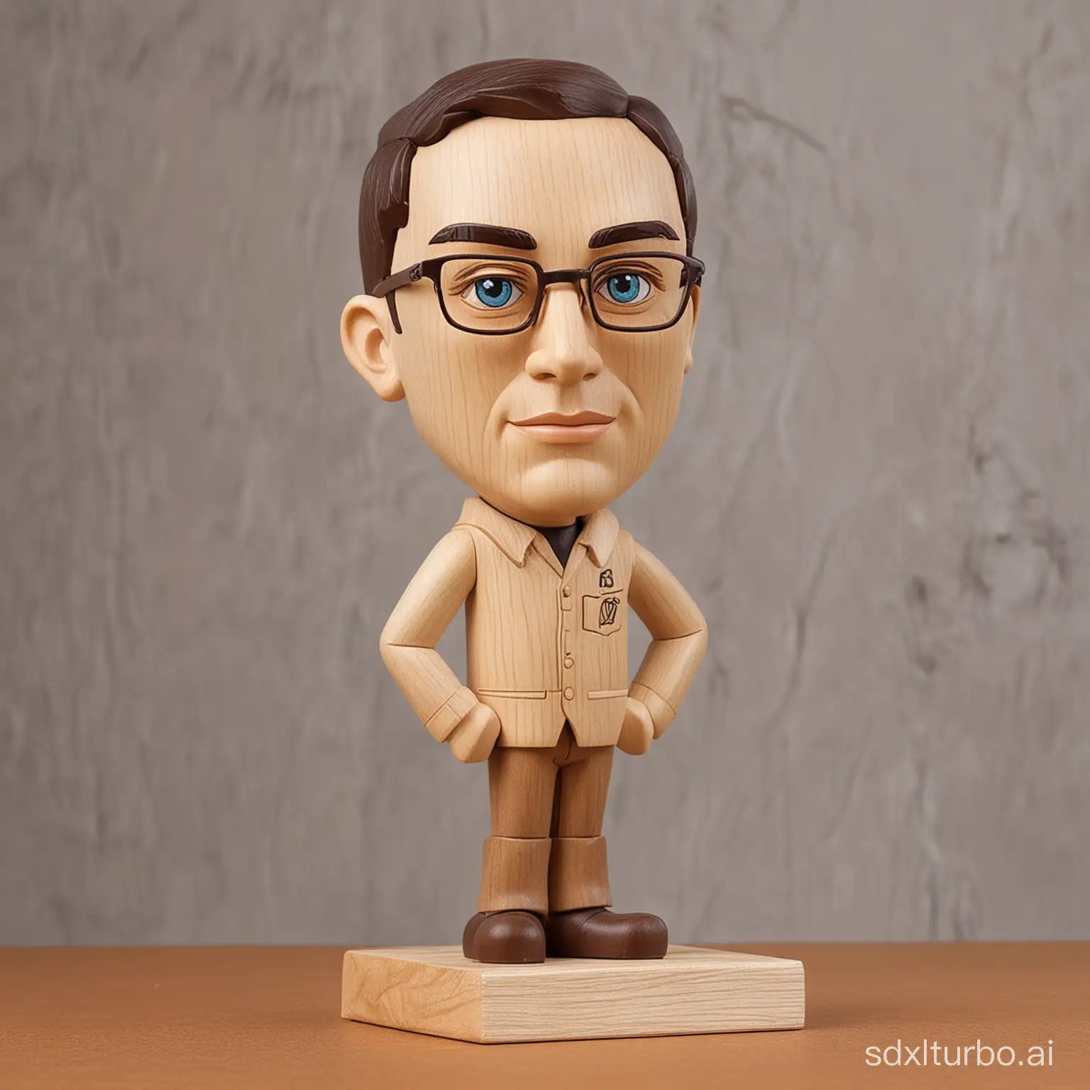 Wooden-Sheldon-Cooper-Sculpture-with-Young-Man