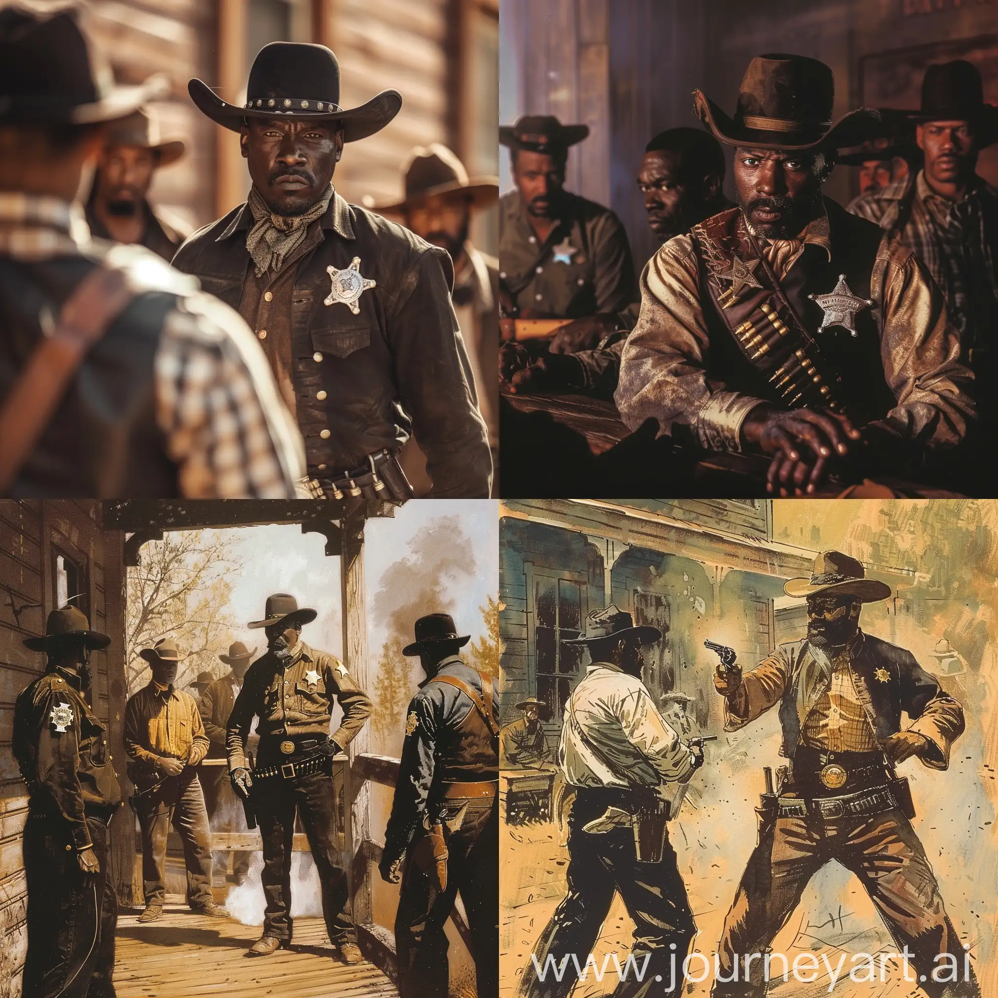 Black-Sheriff-Arresting-Outlaws-in-the-Old-West