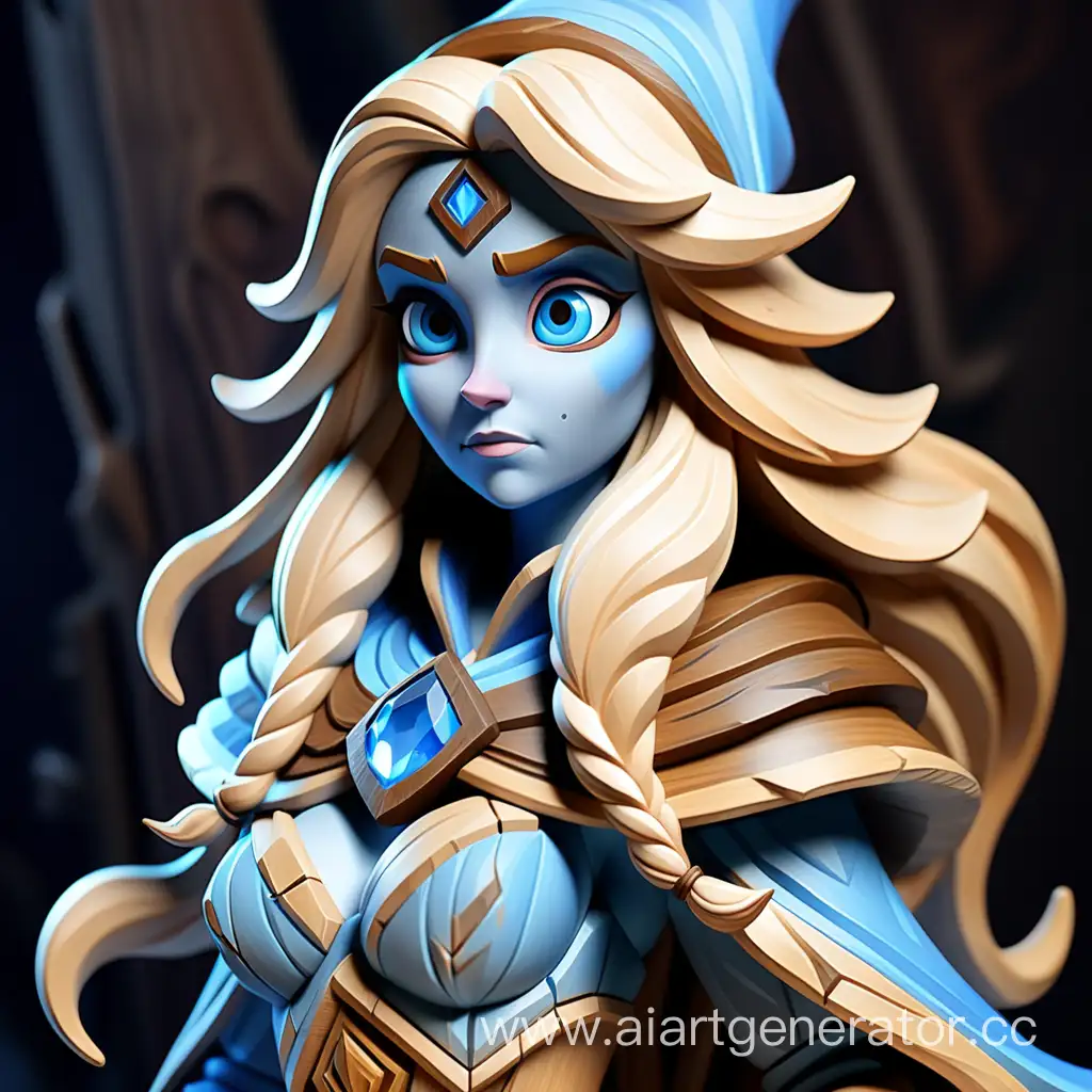 Wooden-Crystal-Maiden-Statue-with-Textured-Skin