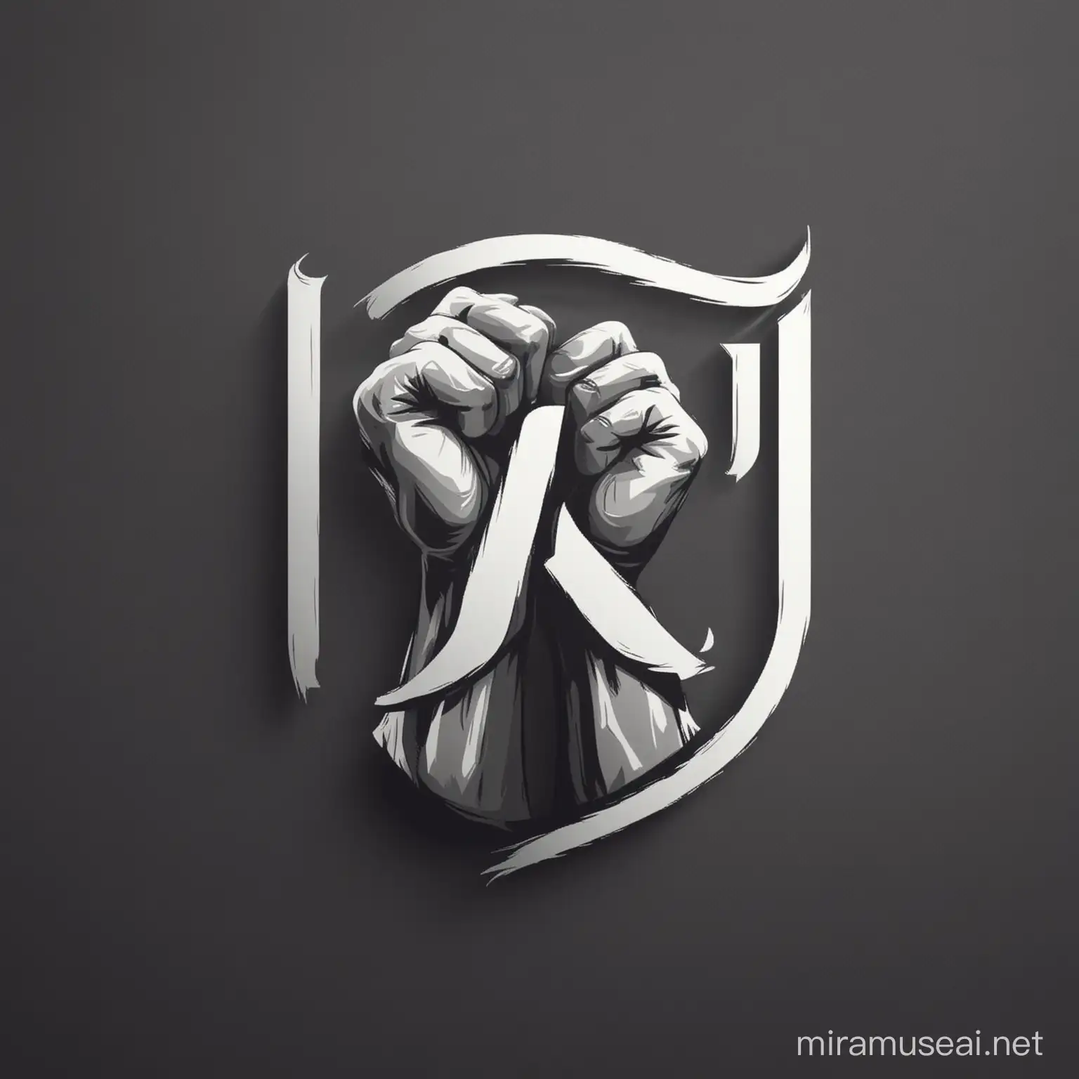 vector logo The letter U is intertwined with a fist, denoting unity