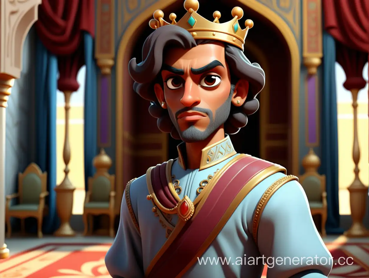 
cartoon style, 8k,  a Prince Omar standing in the  palace
