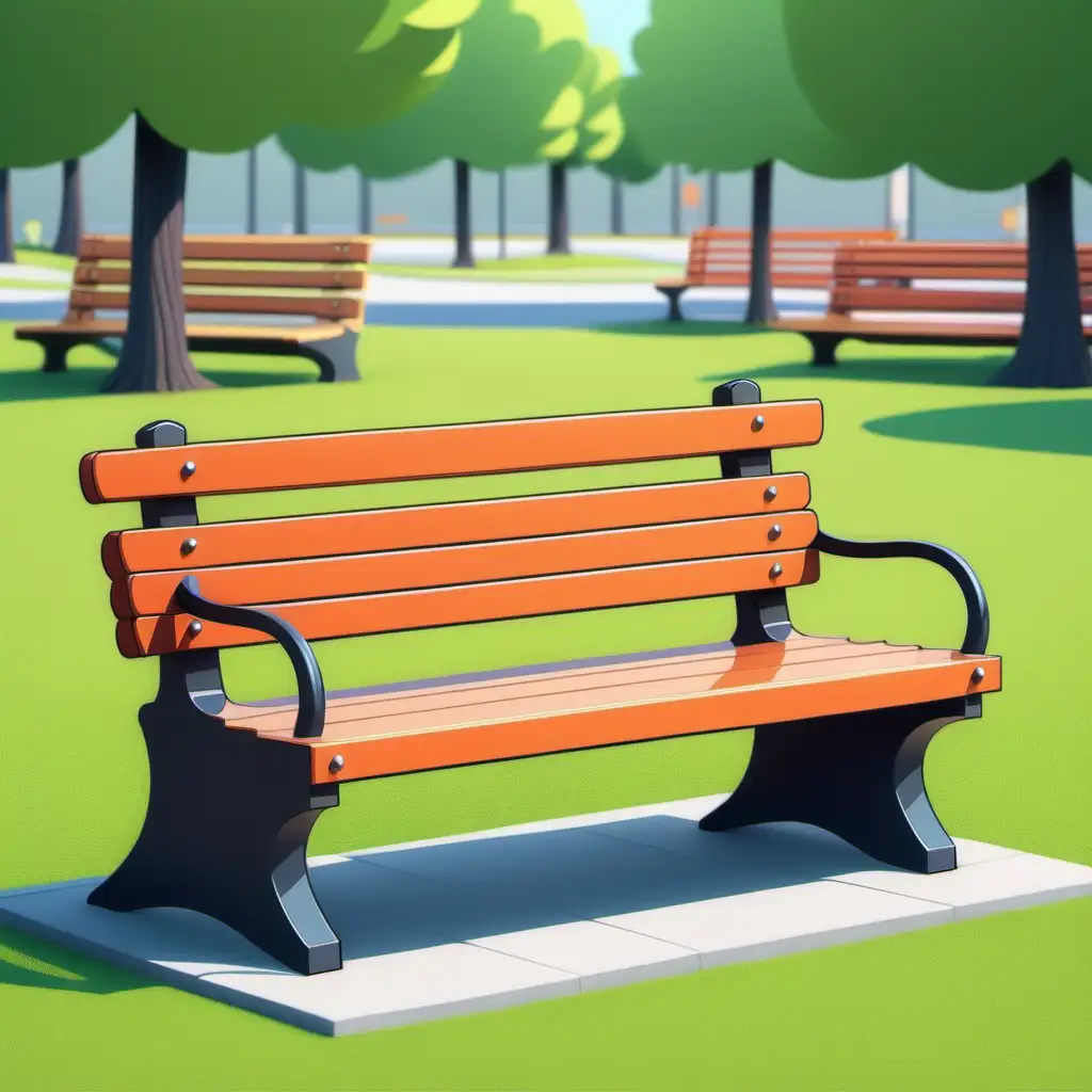 Cartoon Park Bench Scene Cheerful Characters Relaxing Outdoors