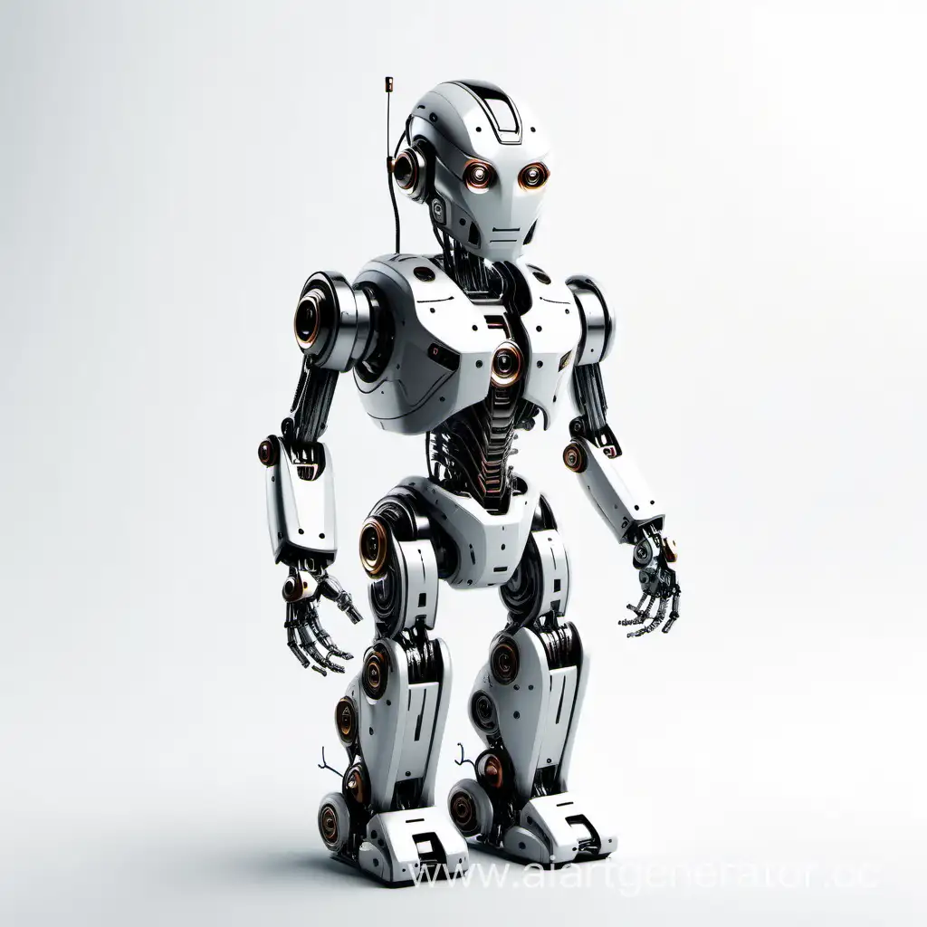 Modern-Robot-Standing-on-Clean-White-Background