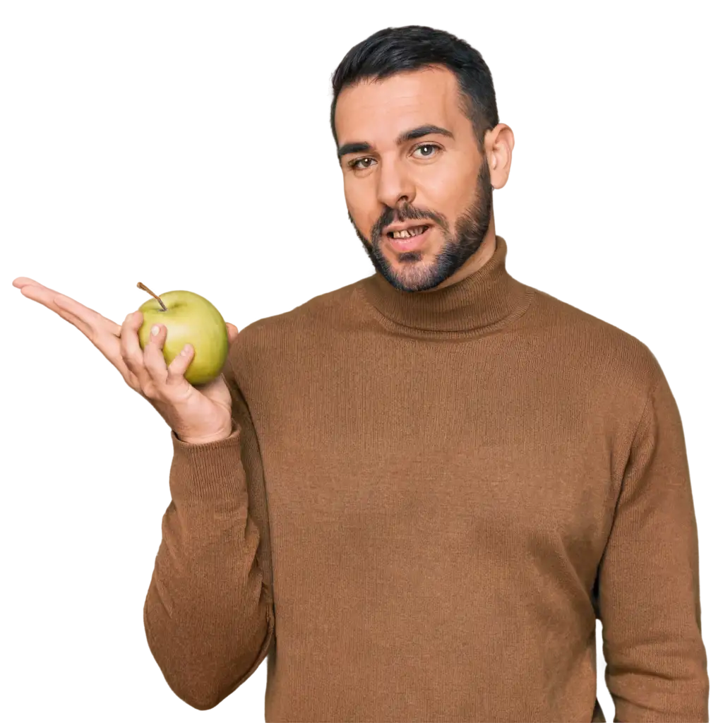 headshot of man eating an apple