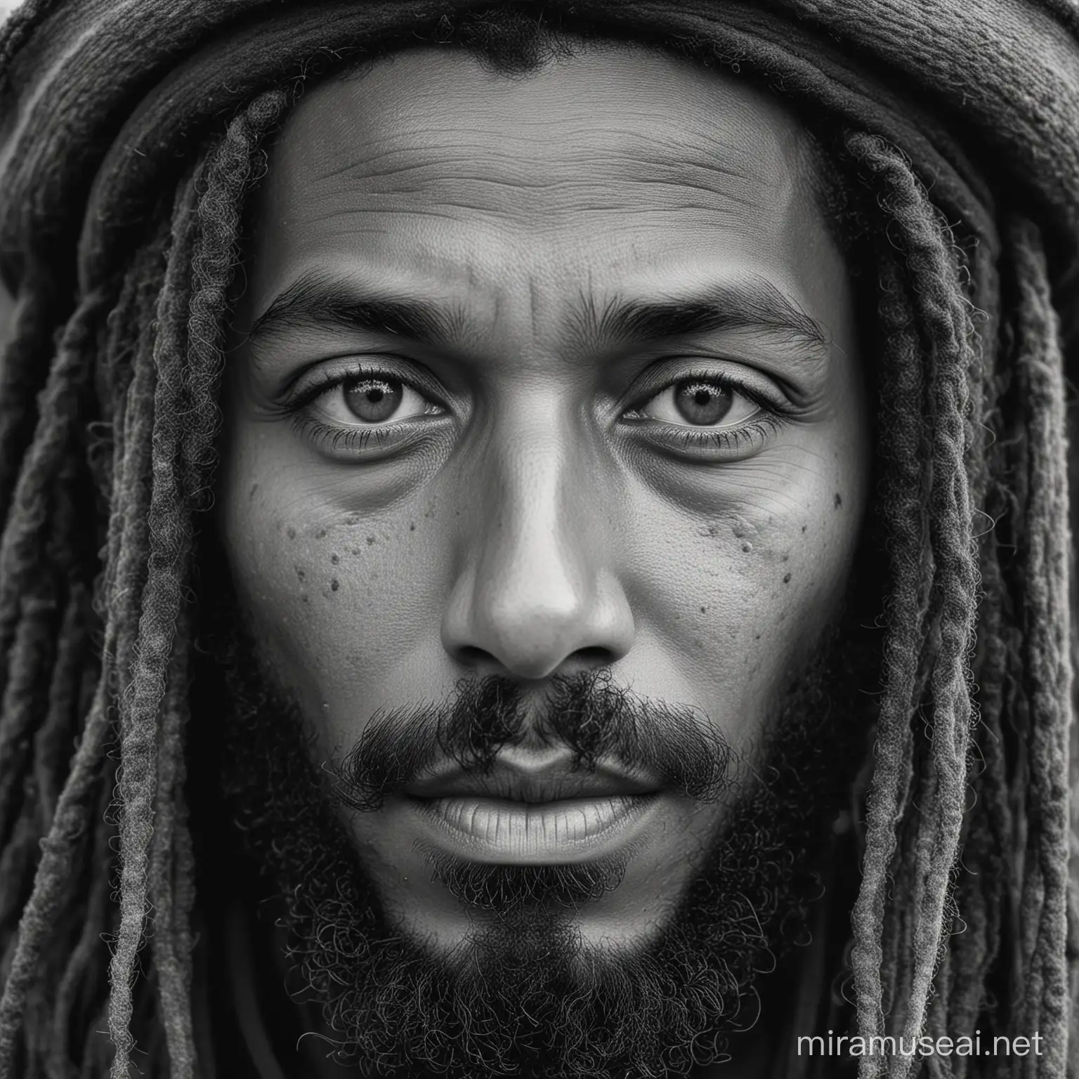 black and white  close  picture a face rasta man 