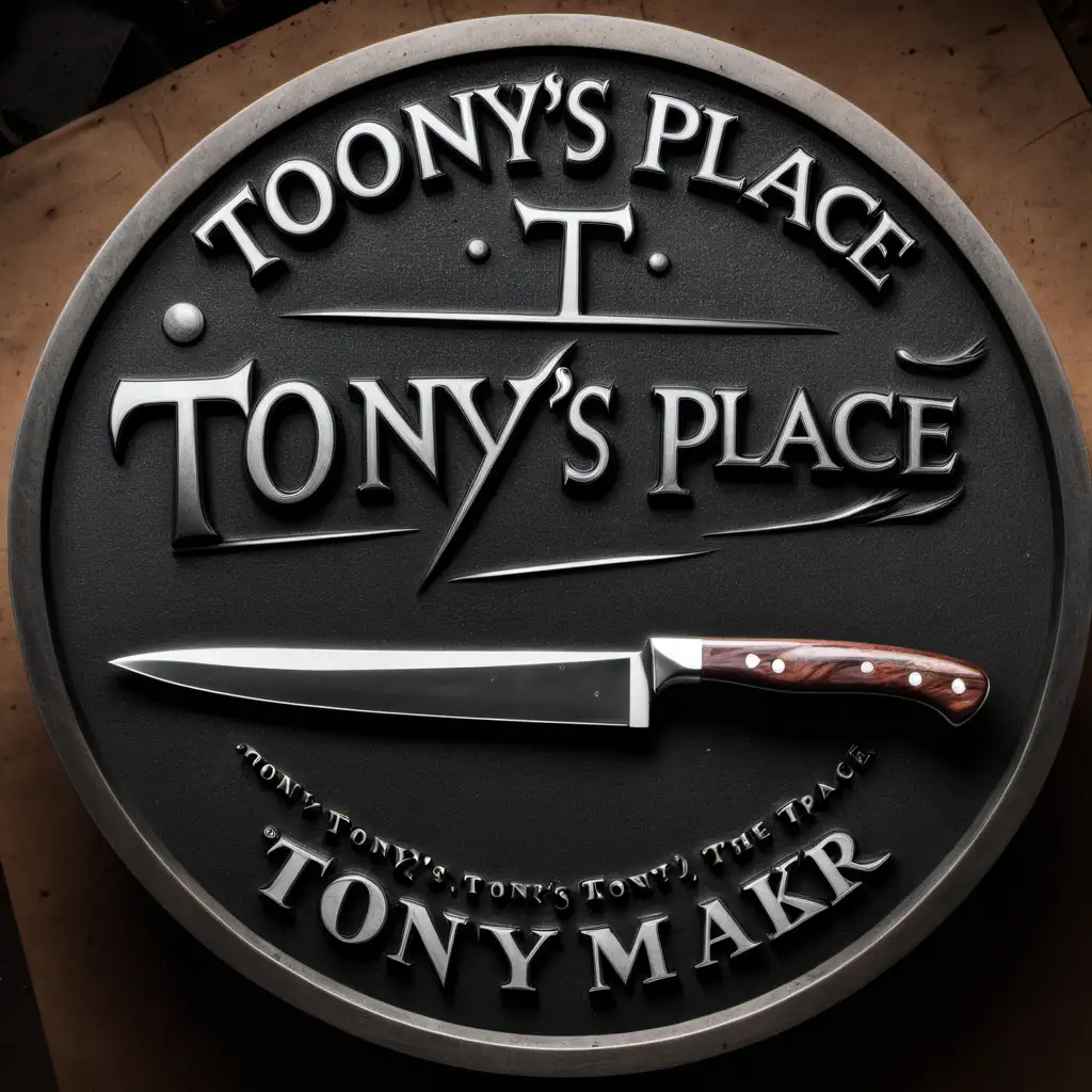 Images rondes d'un coutelier avec écrit chez Tony