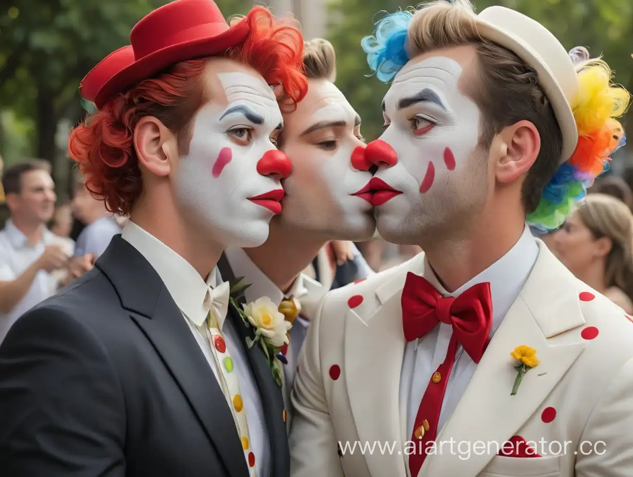 Gay clown wedding cool gays red nose man with big ass kissing