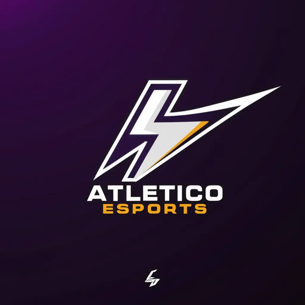 a logo design,with the text "Atletico eSports", main symbol:white lightning,Minimalistic,be used in Internet industry,clear background