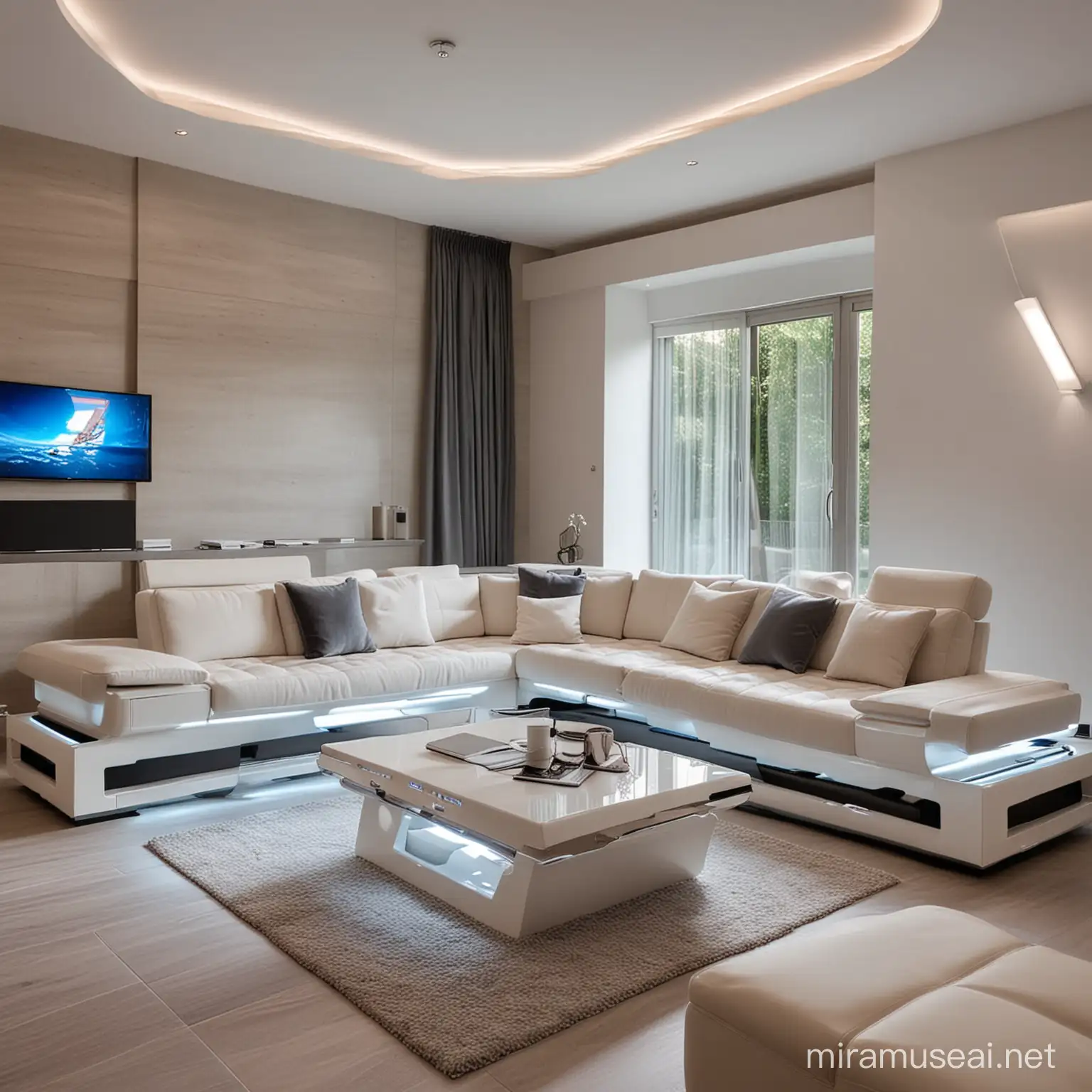 Futuristic Modular Sofa Design in Modern Villa Interior