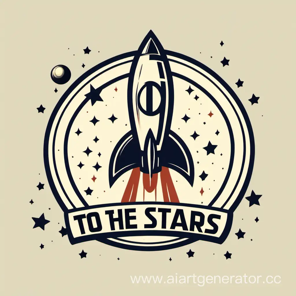 логотип ресторана "к звездам" с ракетой и тарелкой 
