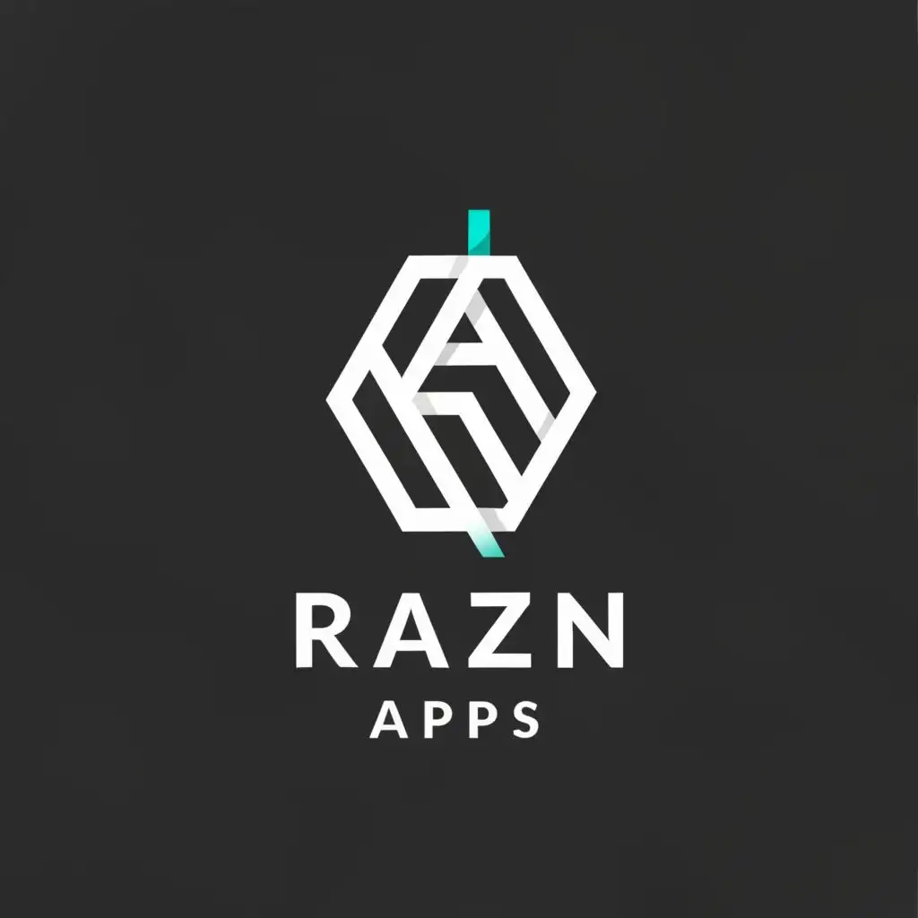 a logo design,with the text "RAZAN APPS", main symbol:LOGO Design For RAZAN Minimalistic Letters in Education, black background,Moderate,be used in Education industry,clear background