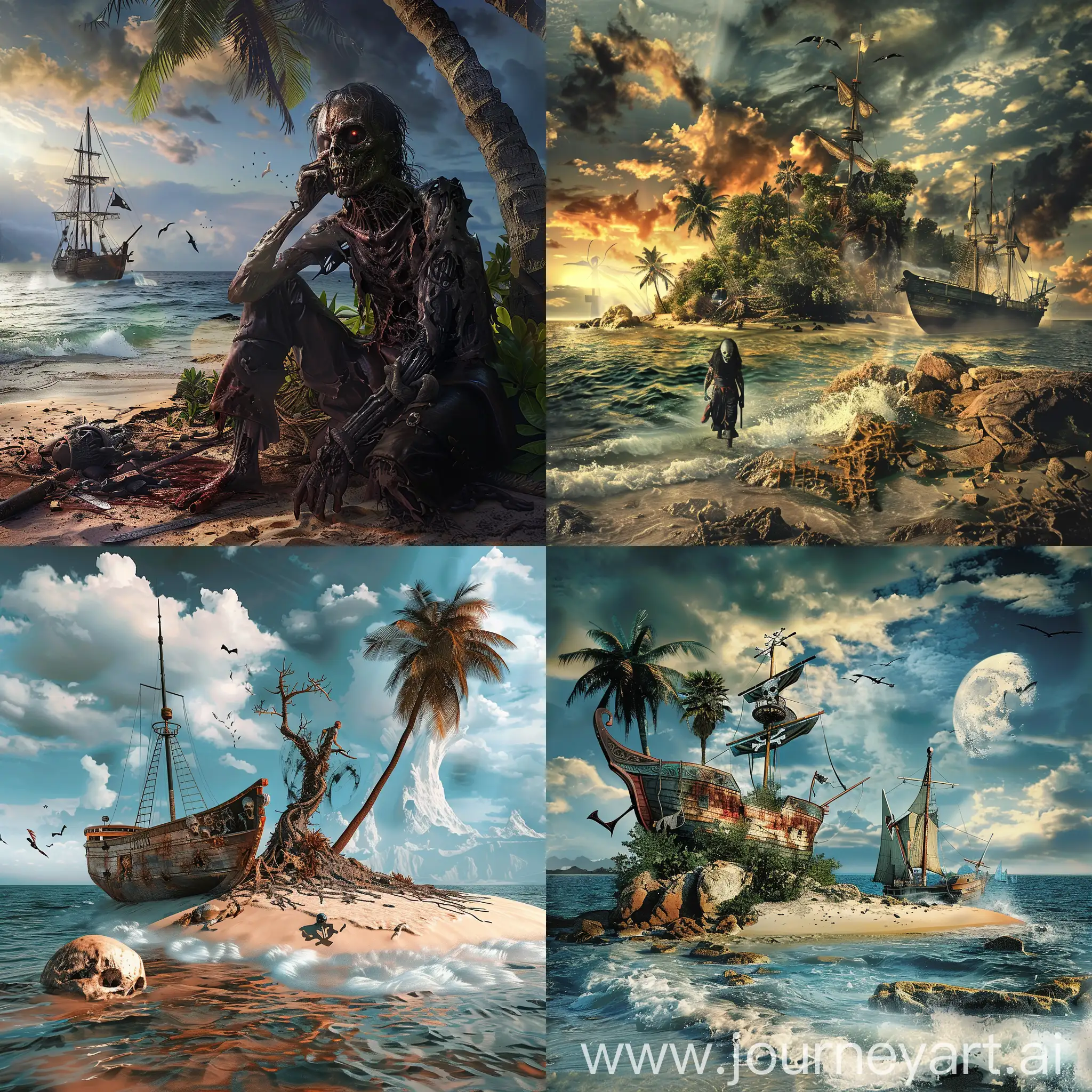 Zombie-Killer-Survivor-on-Deserted-Island-with-Pirate-Boat
