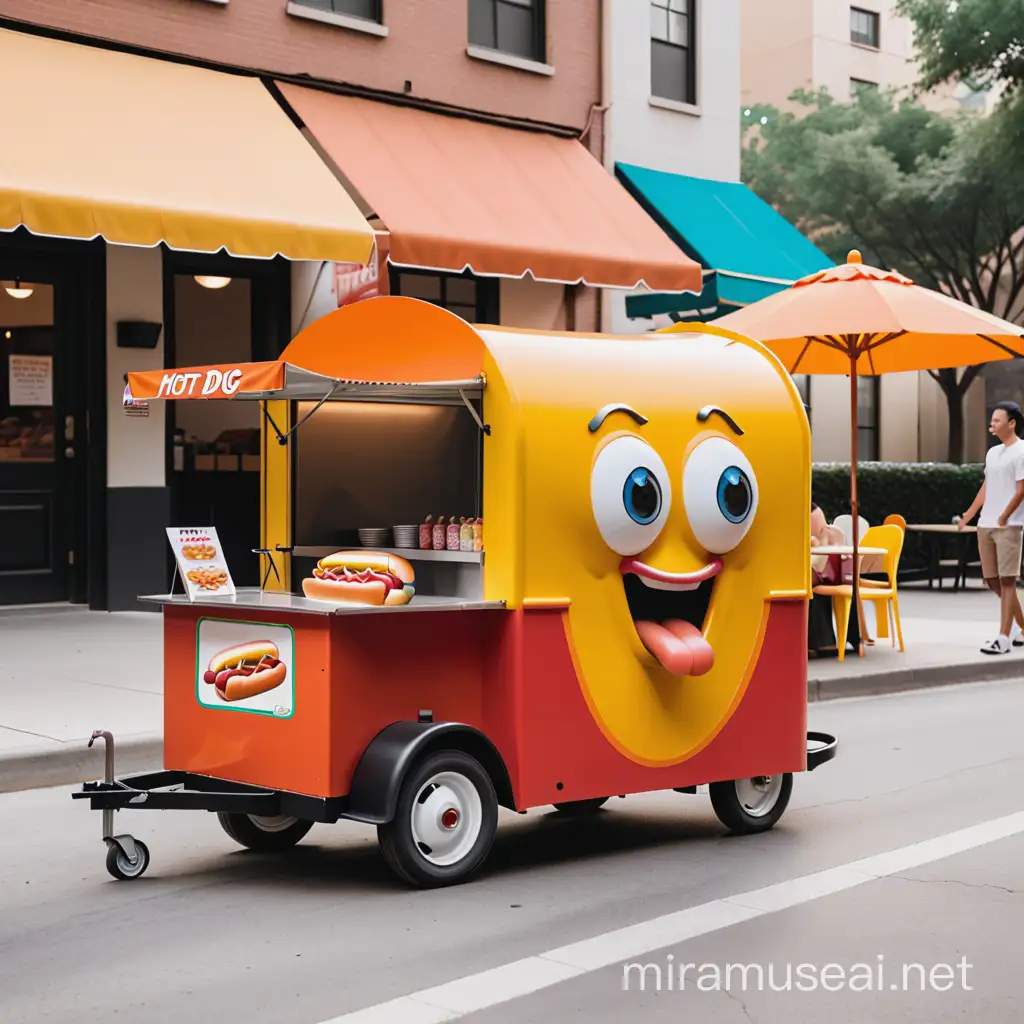 Chatty Hot Dog Cart Engaging Customers in Conversation