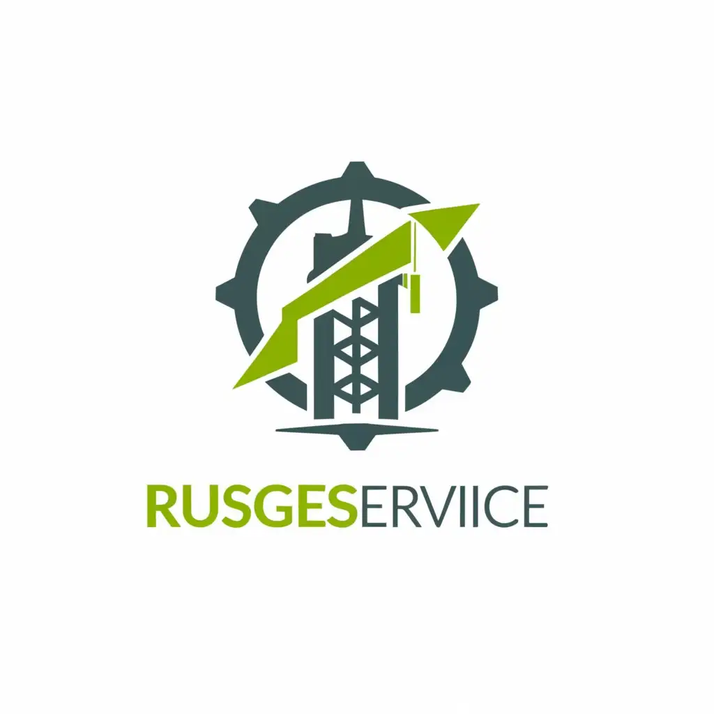 a logo design, with the text 'Rusgeoservice', main symbol: Drilling rig, Moderate, to be used in Technology industry, clear background